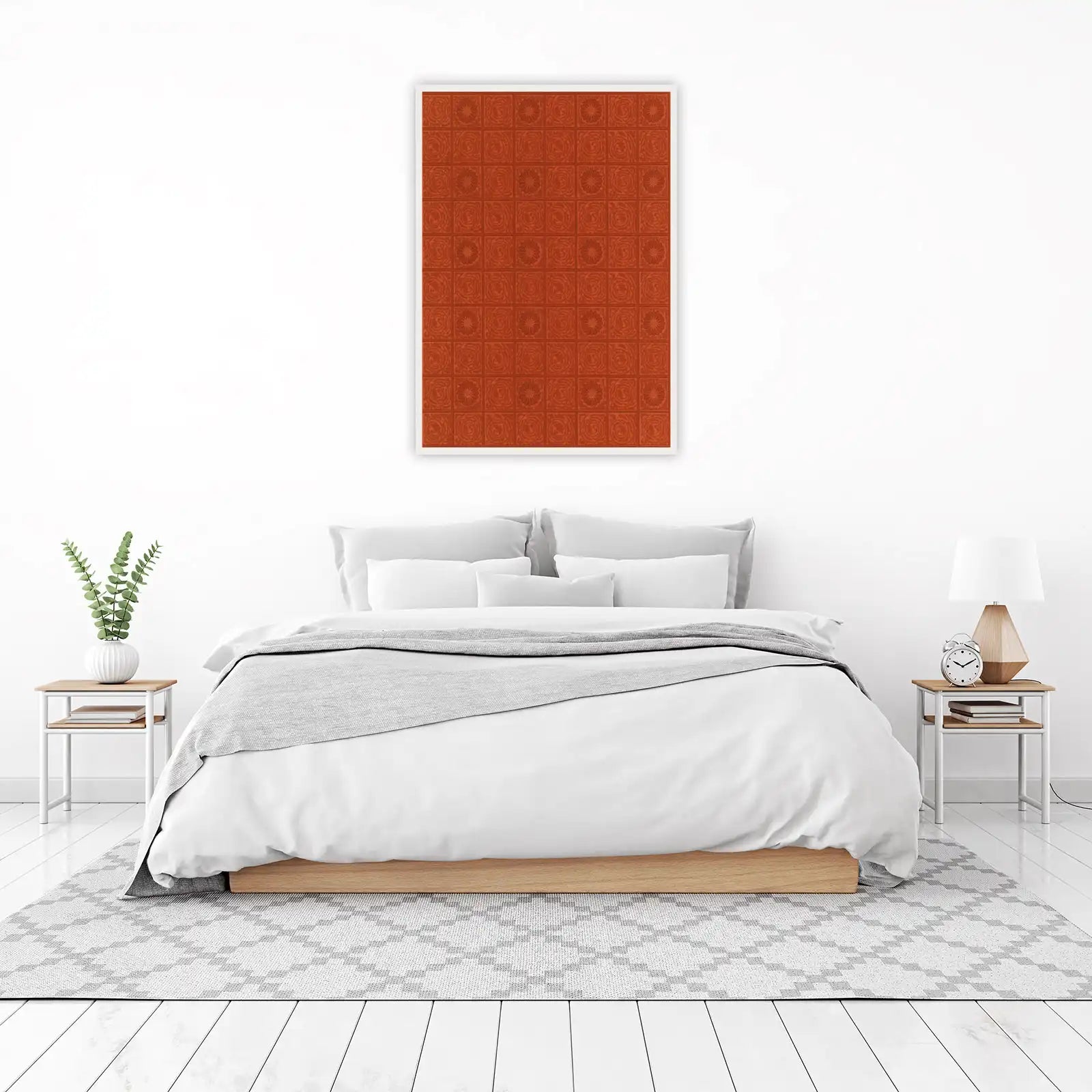 Rustic Floral Tile Pattern Wall Art