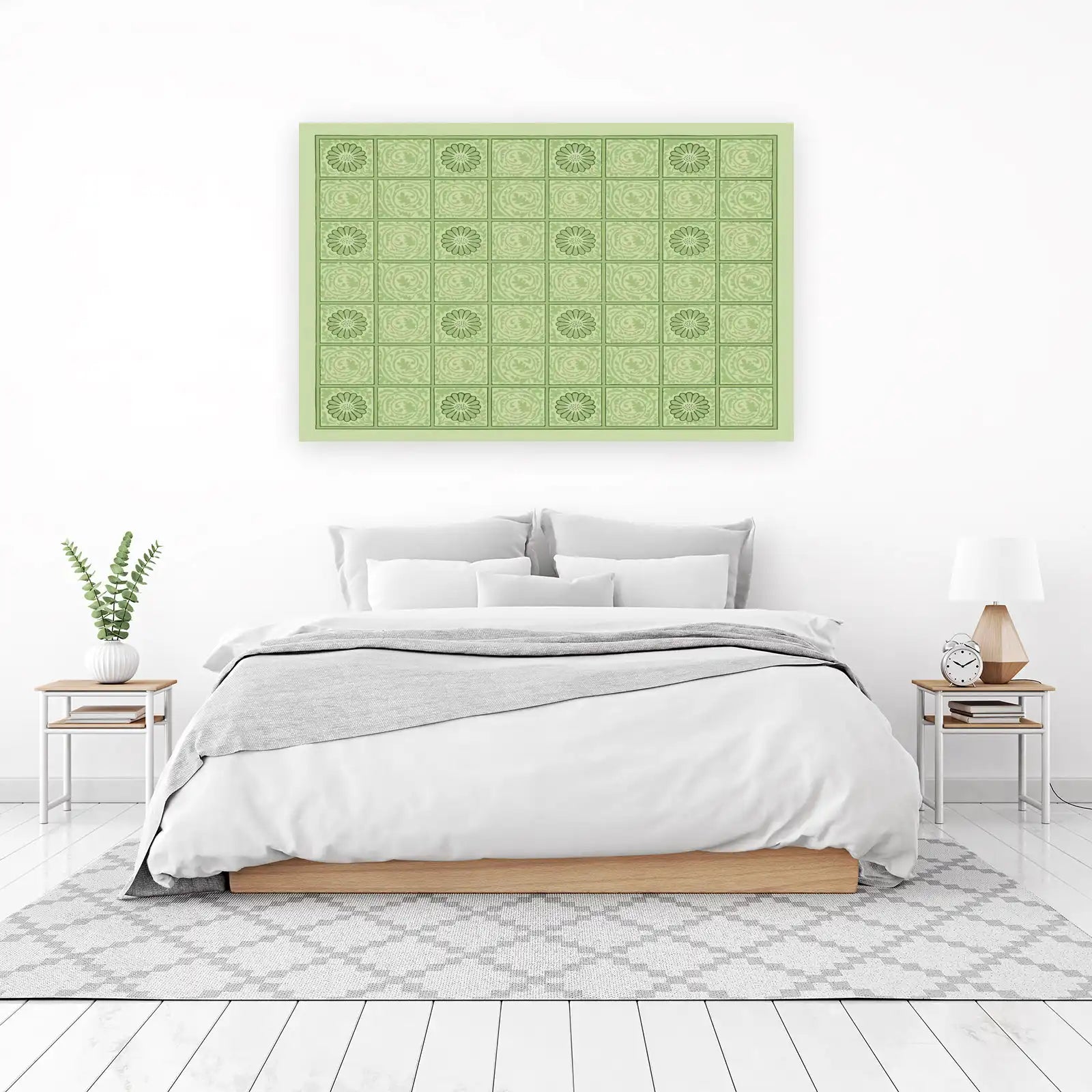 Serene Floral Grid Vintage Botanical Wall Art