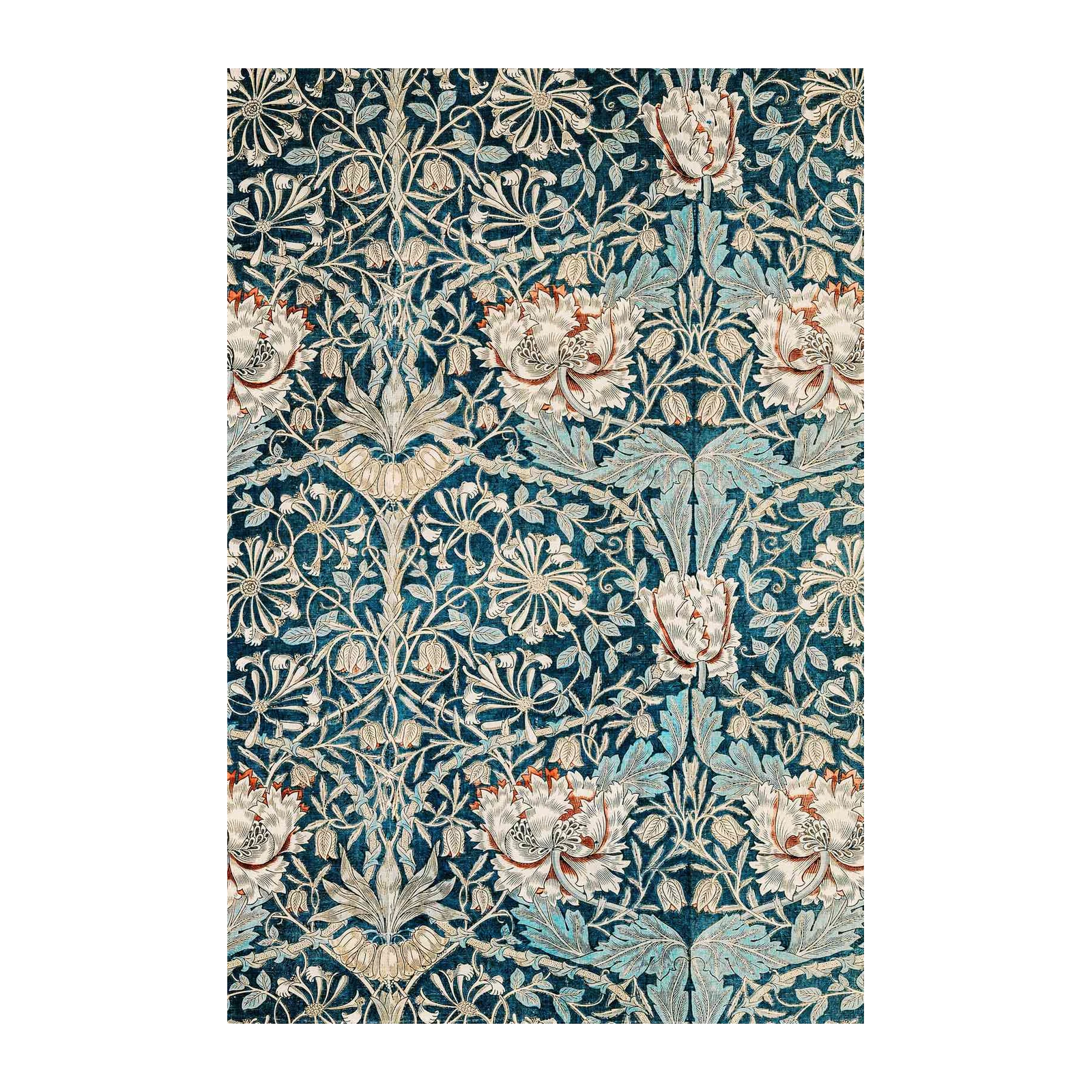 Vintage Floral William Morris Teal Wall Art