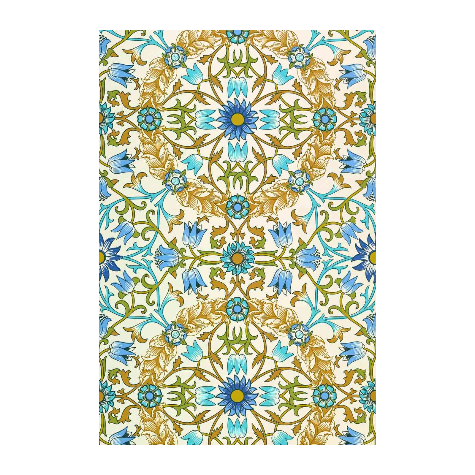 Art Nouveau Floral Blue & Gold Wall Art