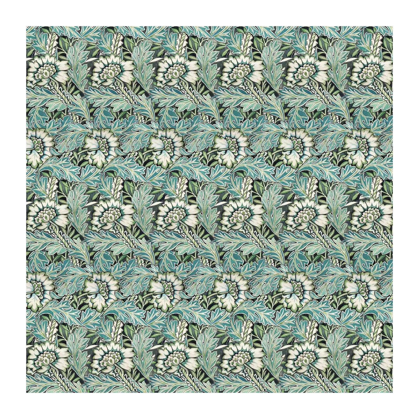 Vintage Floral Teal & Green Bloom Wall Art