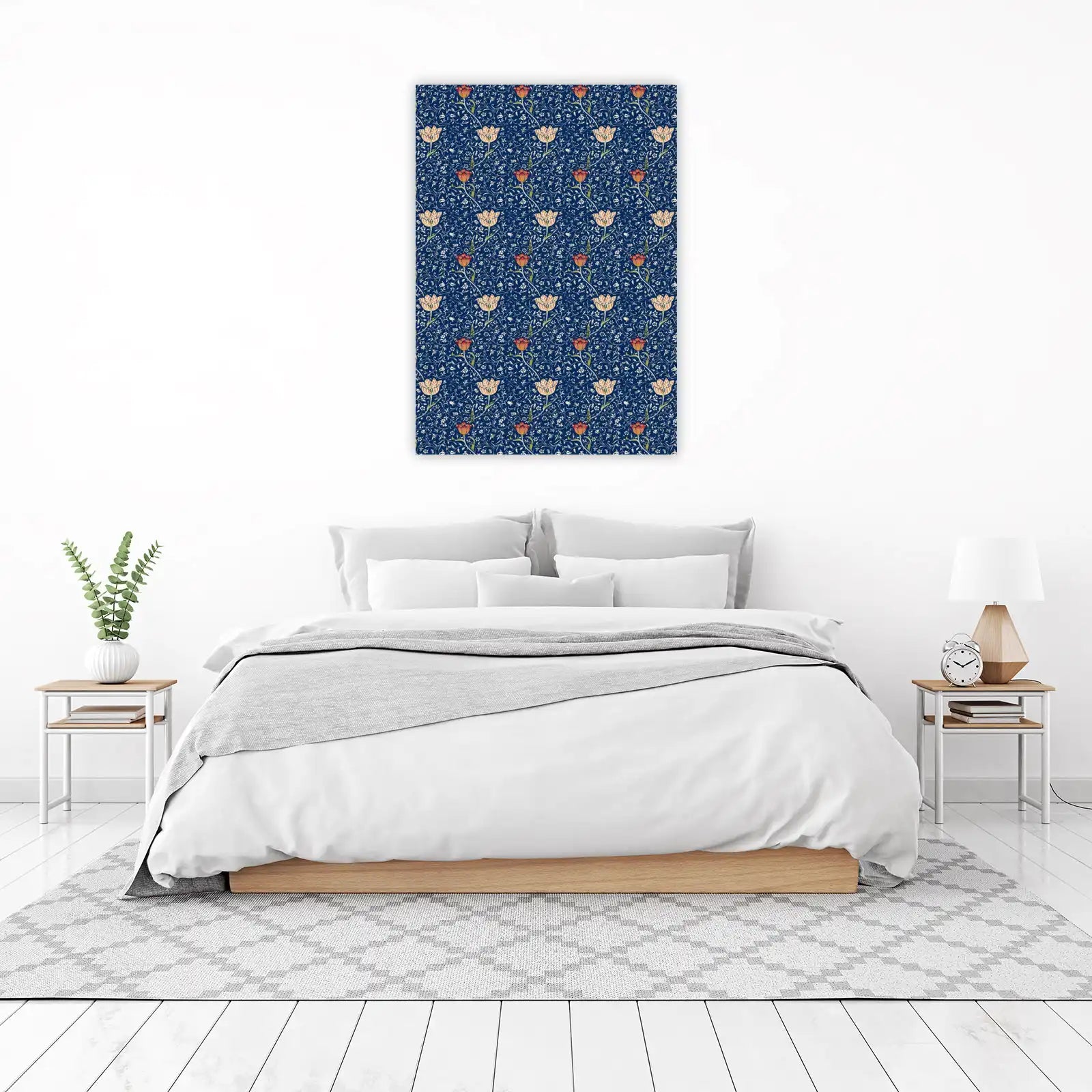 Elegant Floral Dark Blue Tulip Wall Art