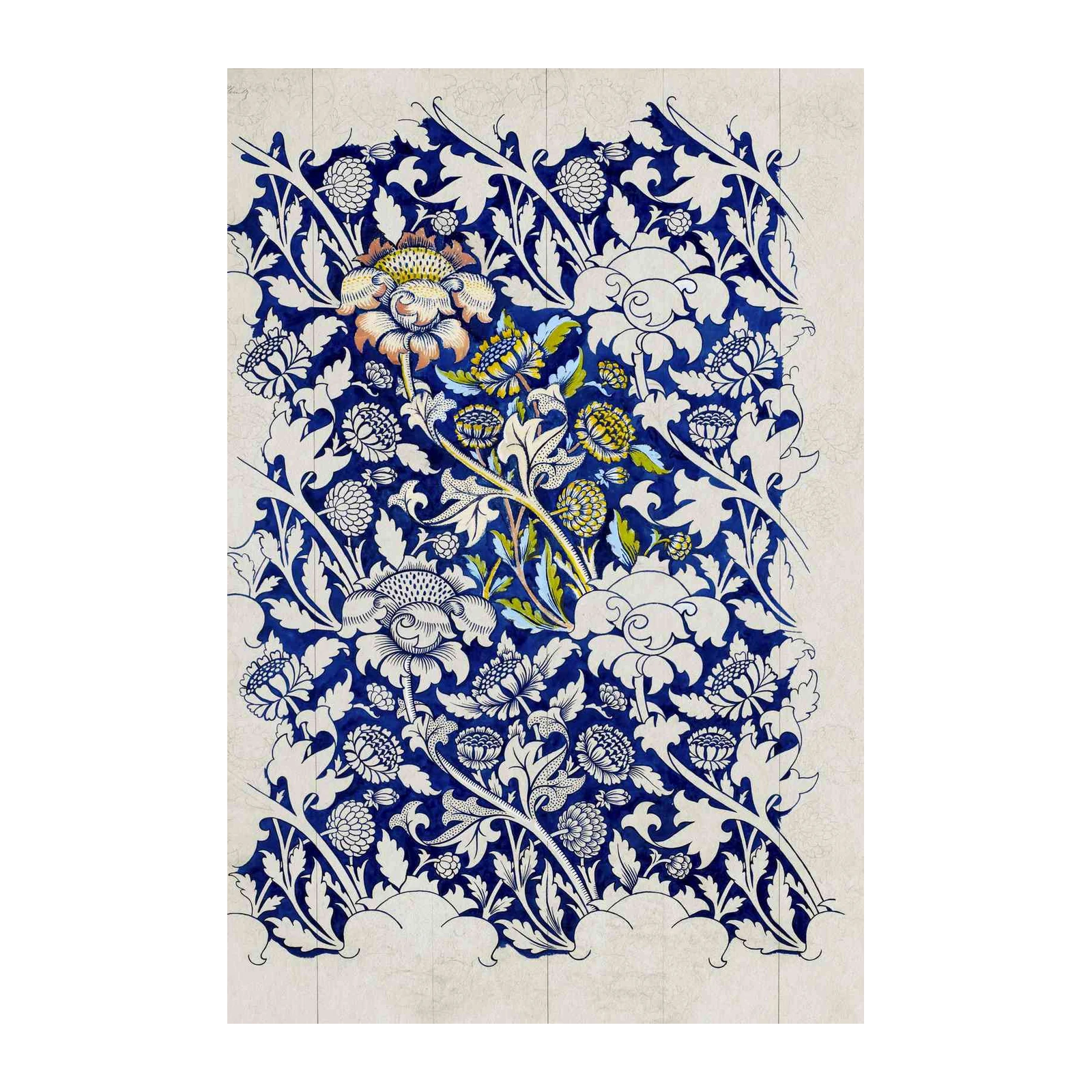 Vintage Floral Blue & White Wall Art