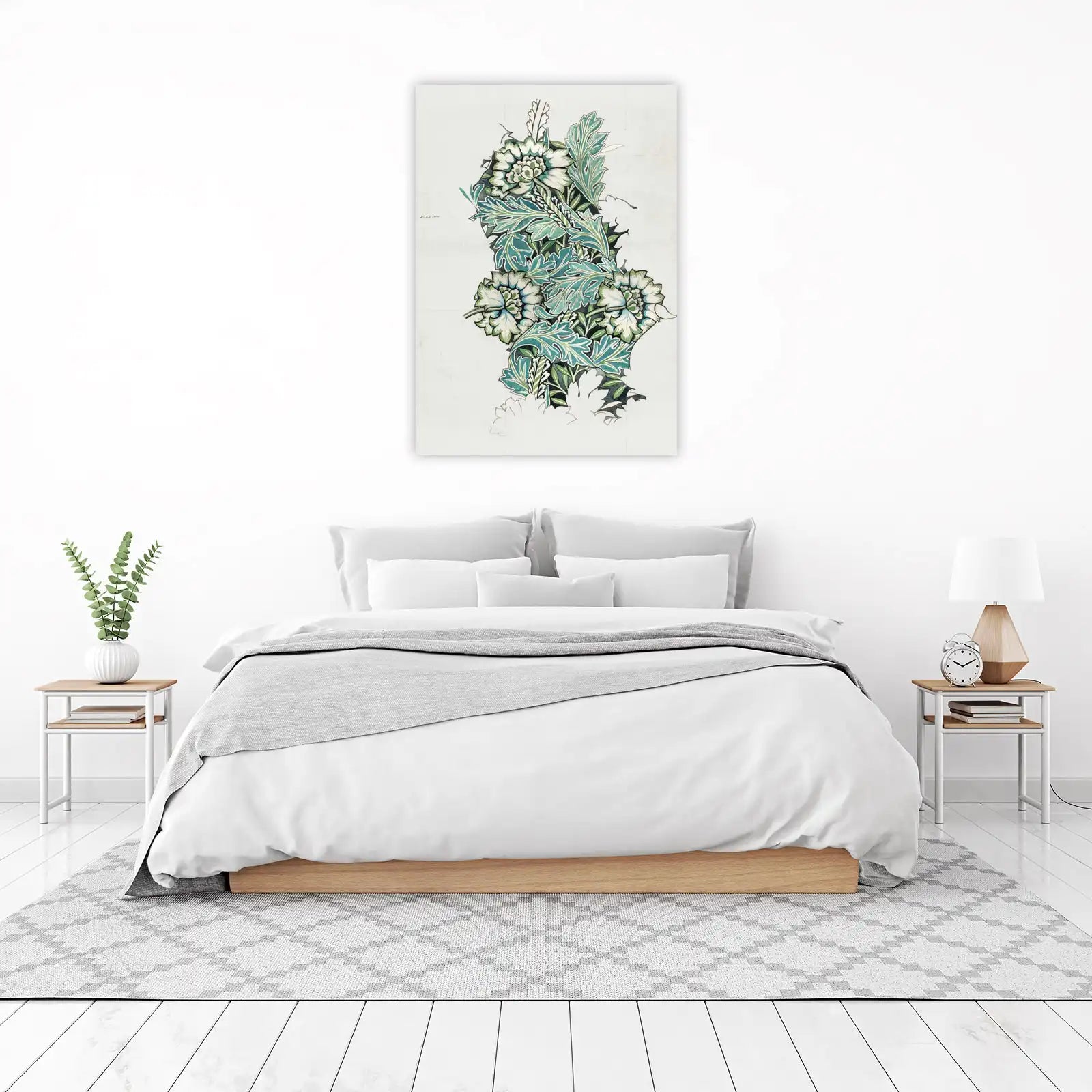 Art Nouveau Floral Green Sketch Wall Art