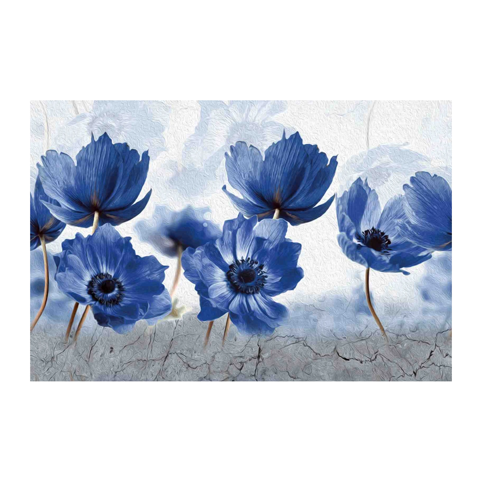 Vibrant Blue Floral Serenity Wall Art