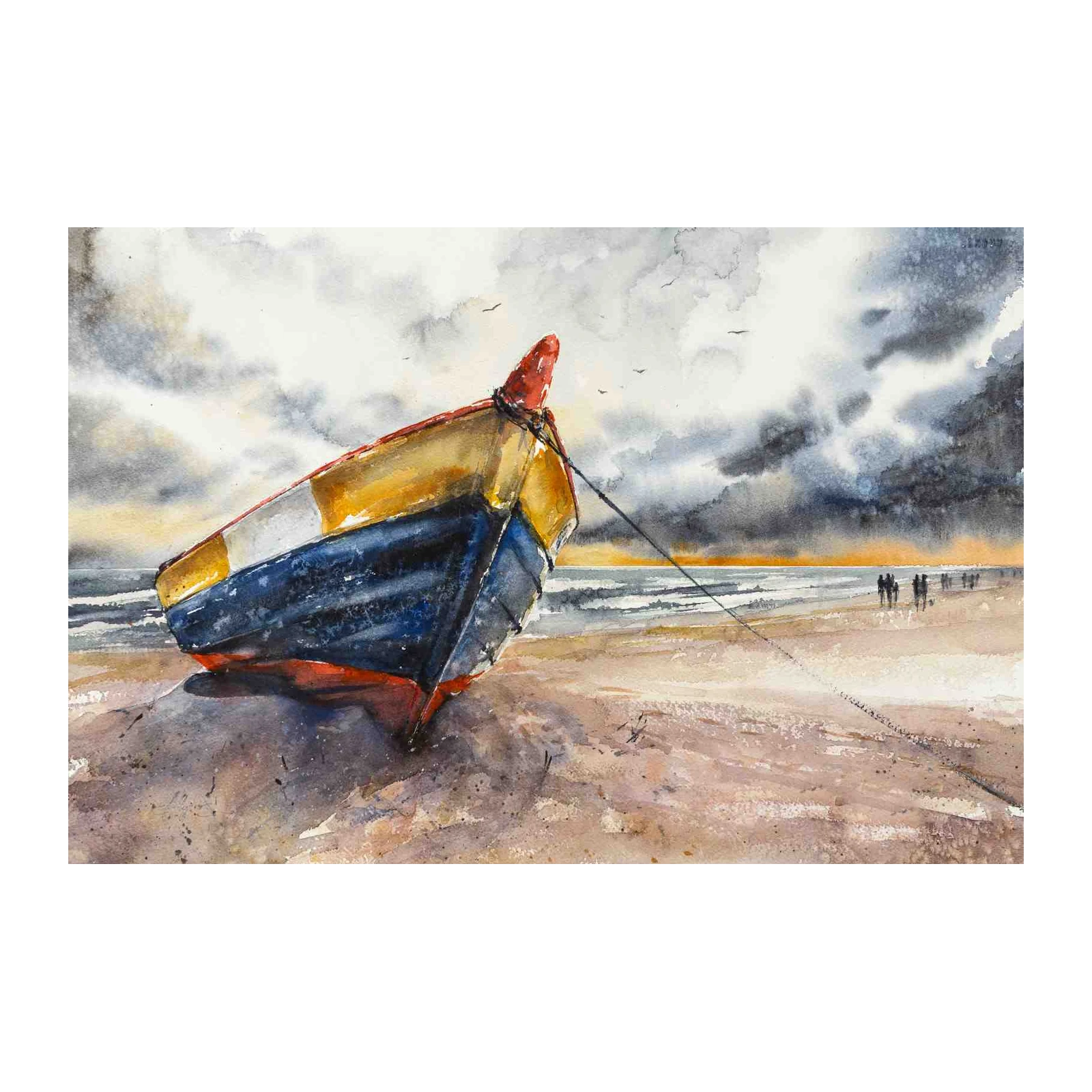 Coastal Serenity Boat Beach Wall Art