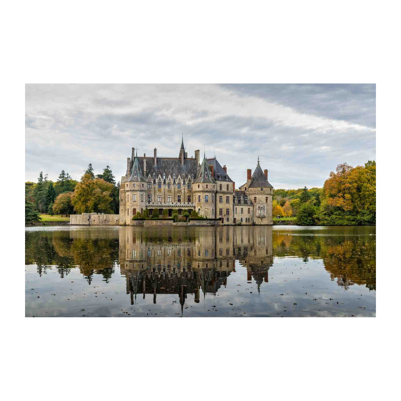 Majestic Castle Lake Reflection Wall Art