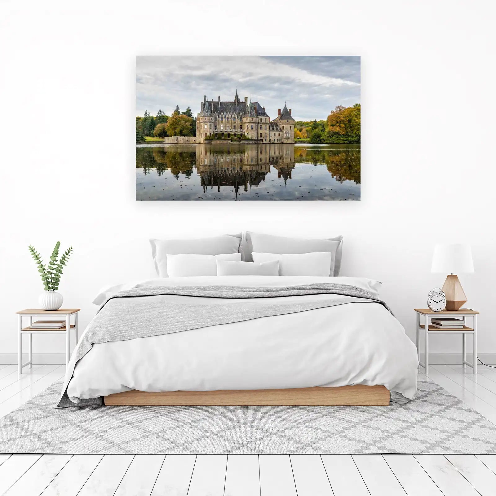 Majestic Castle Lake Reflection Wall Art