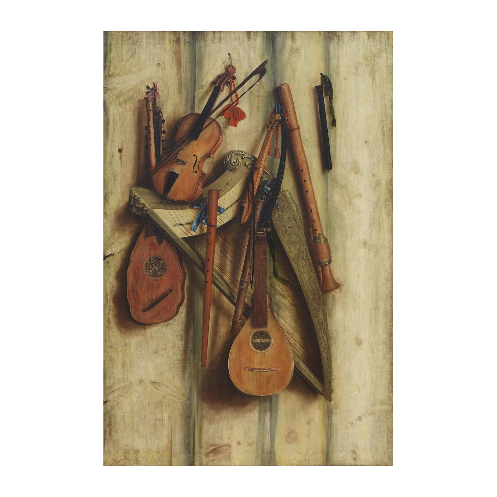 Vintage Musical Instruments Wall Art - Rustic Home Decor