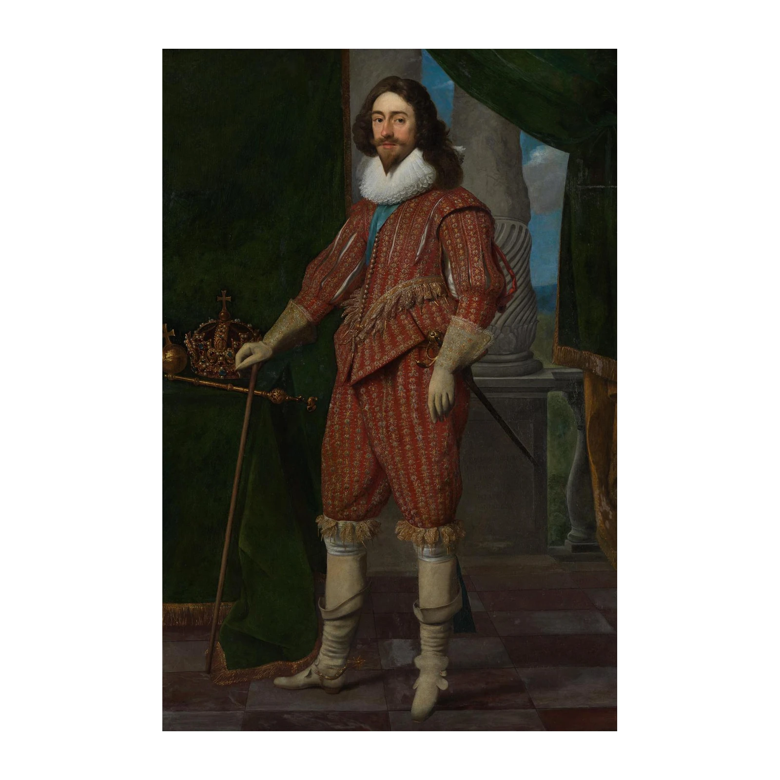 Regal Portrait King Charles I Red Suit Wall Art