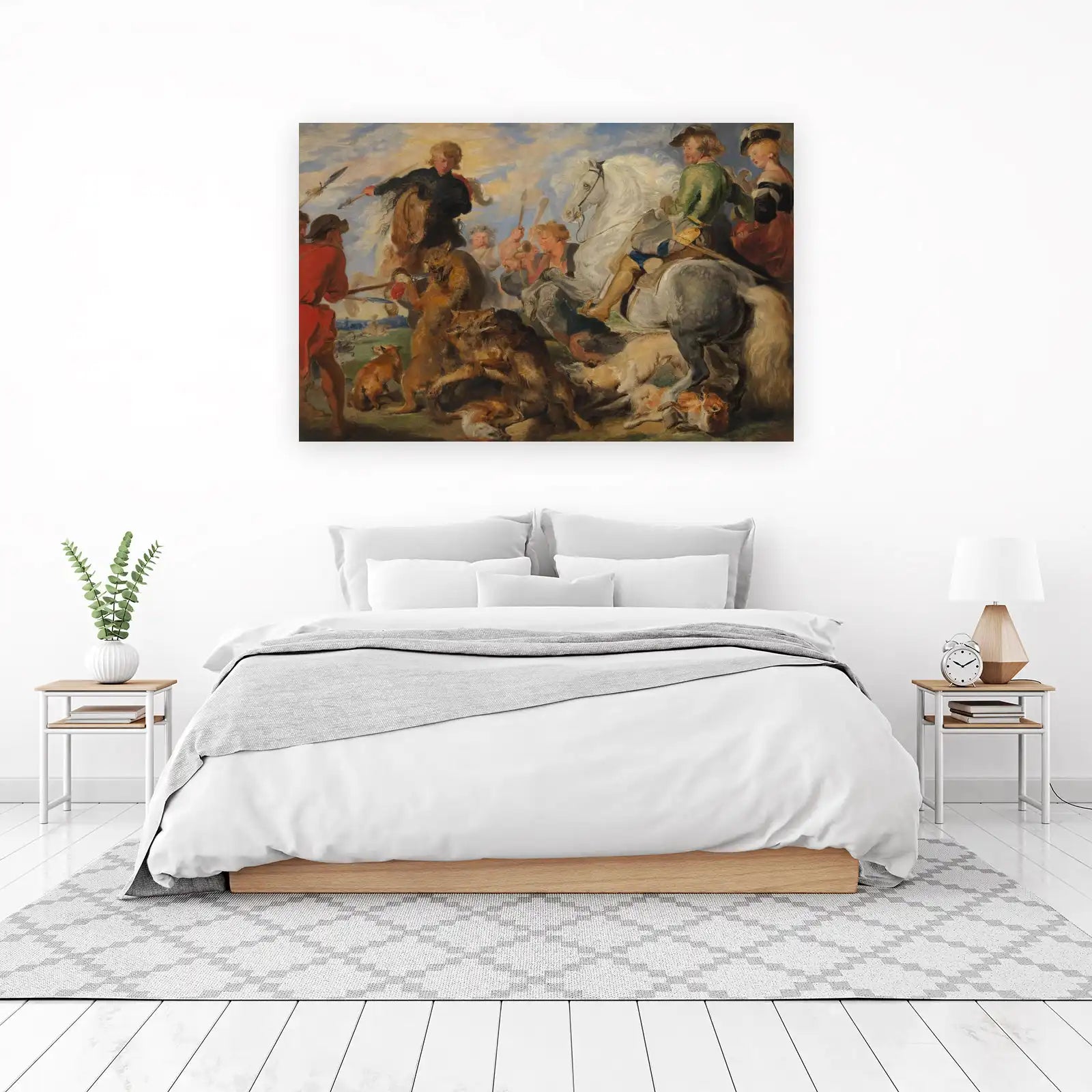 Dramatic Wolf Hunt Horse Rider Wall Art