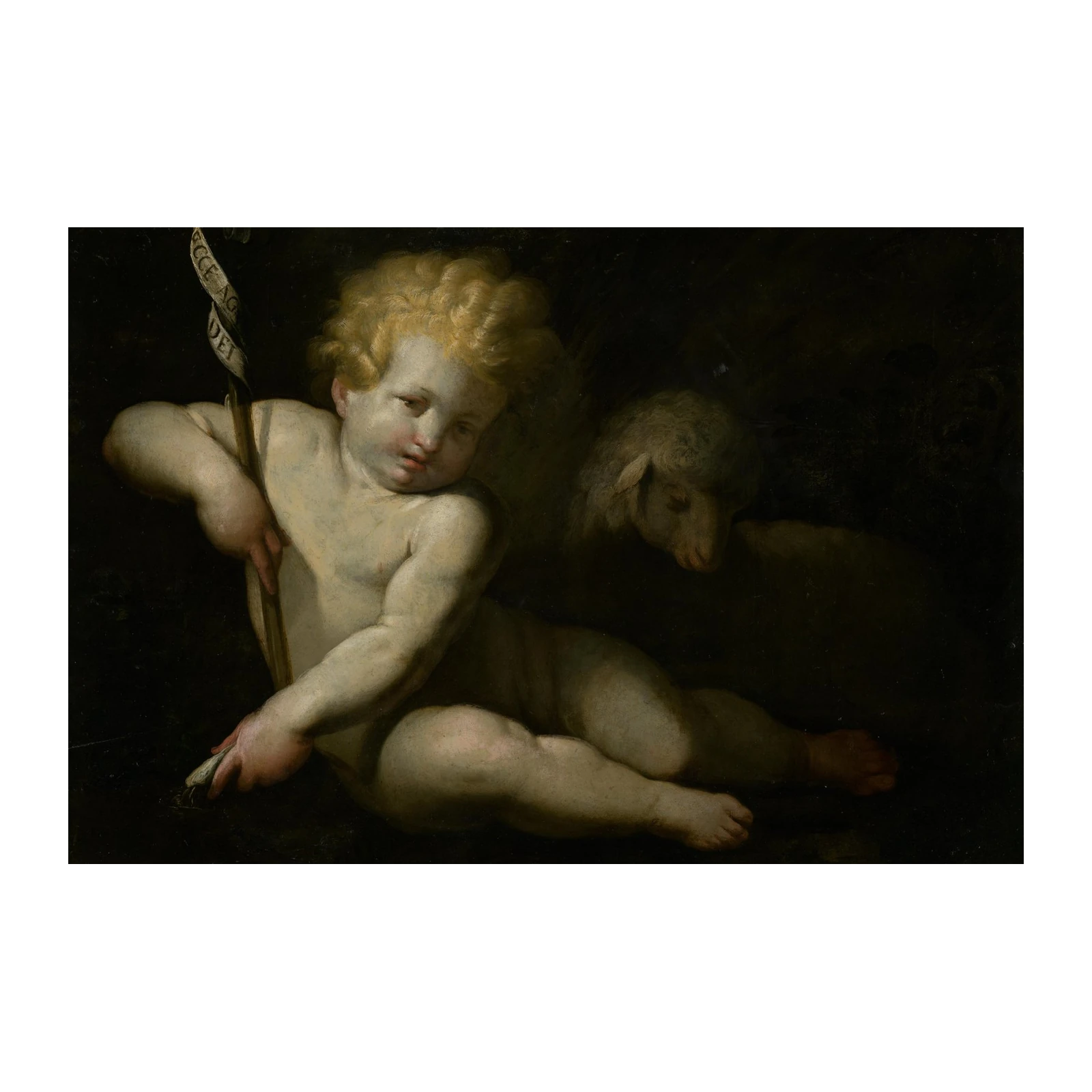 Serene Cherub & Lamb Religious Wall Art