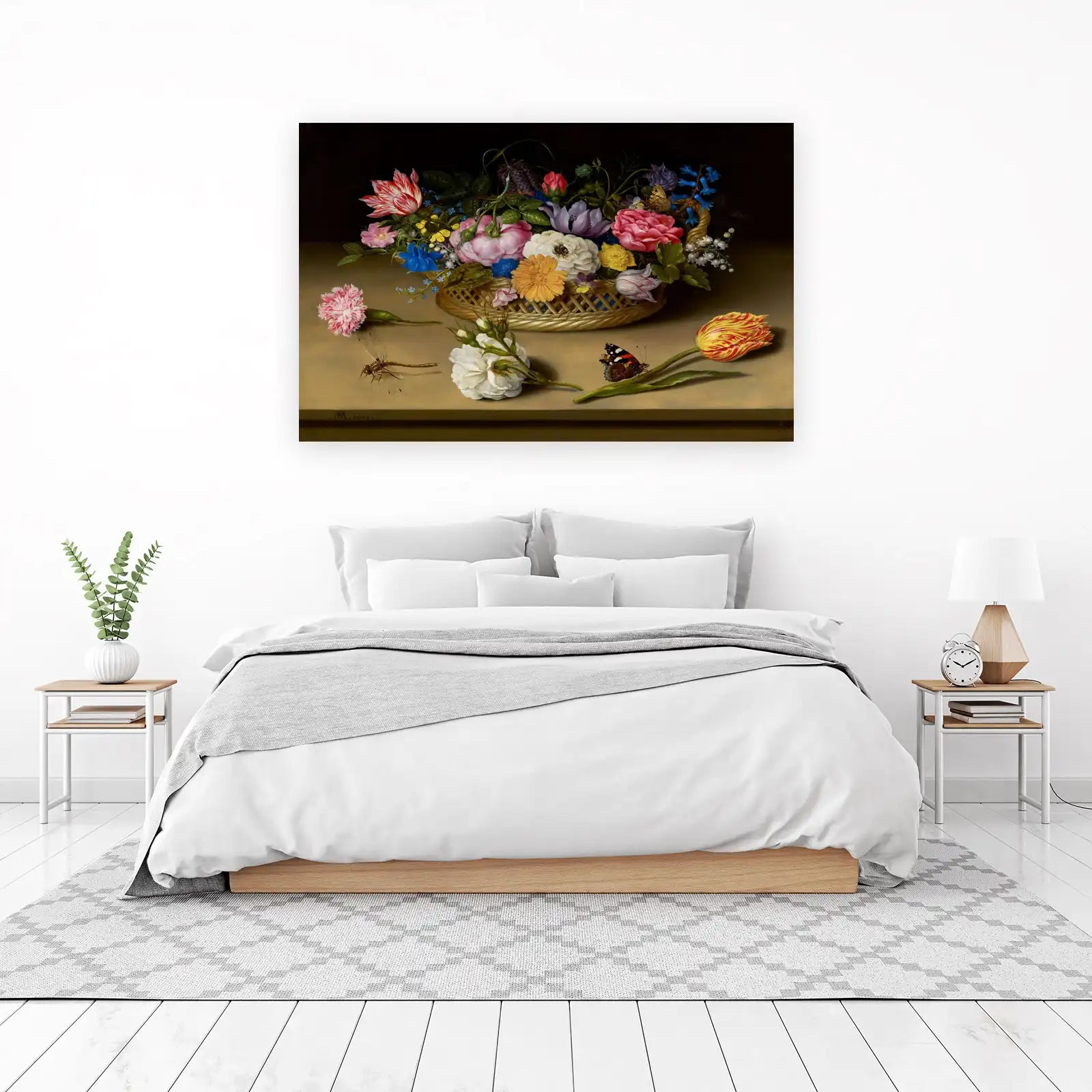 Vintage Floral Still Life with Dragonfly Wall Art