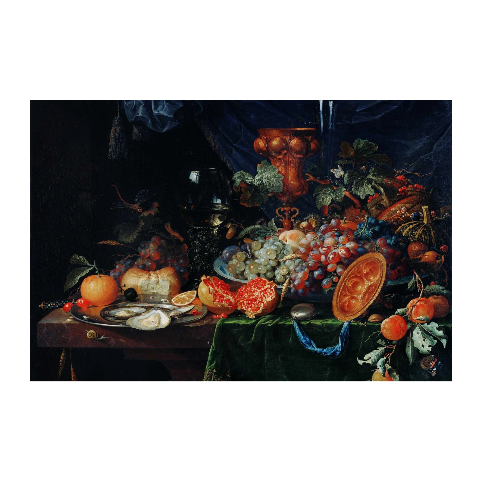 Opulent Fruit & Oysters Still Life Wall Art