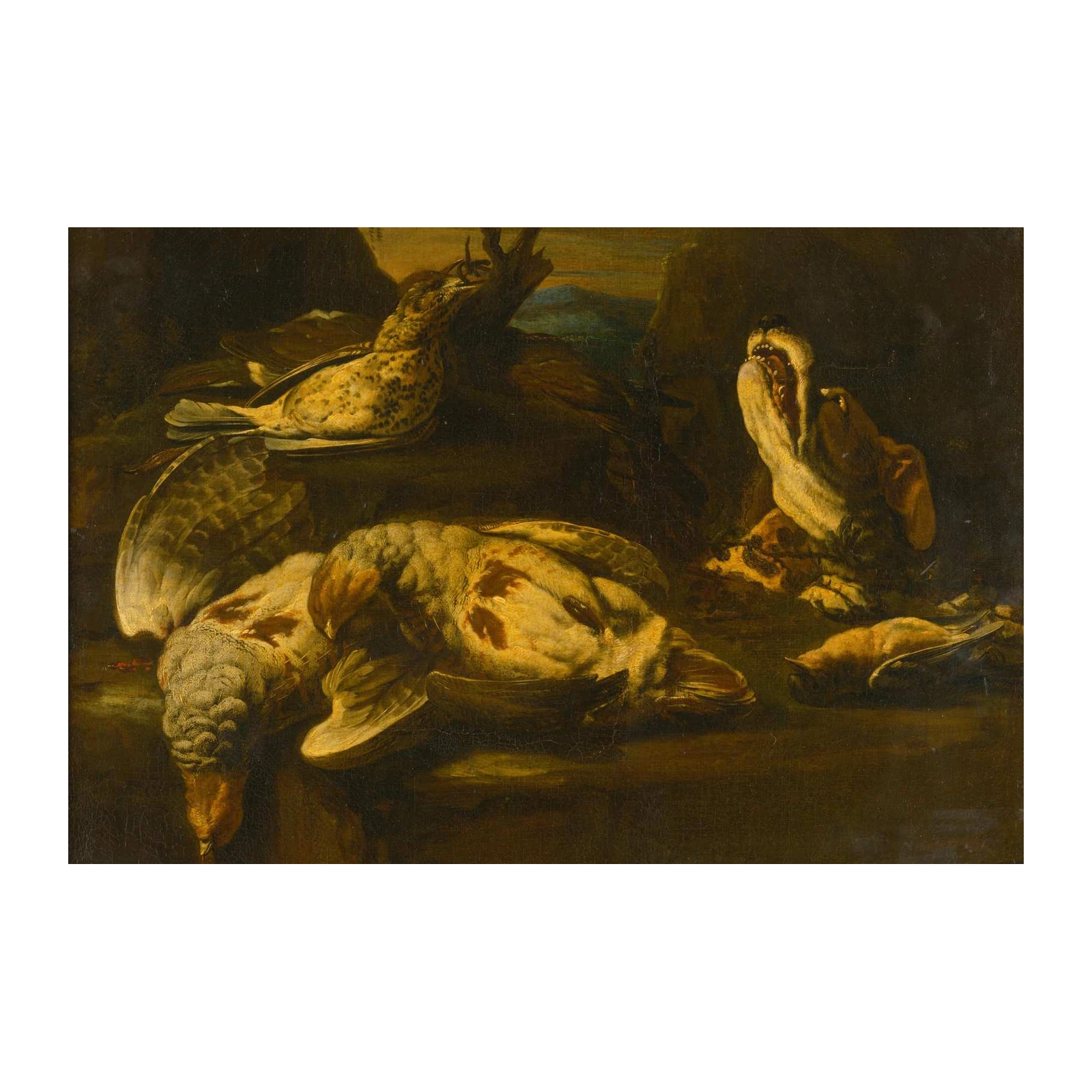 Vintage Game & Dog Still Life Wall Art