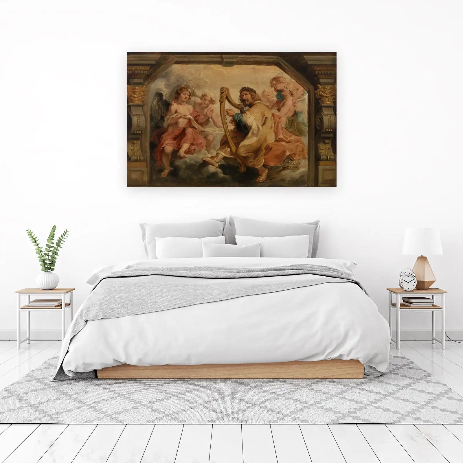 Angelic Harpist & Cherubs Masterpiece Wall Art