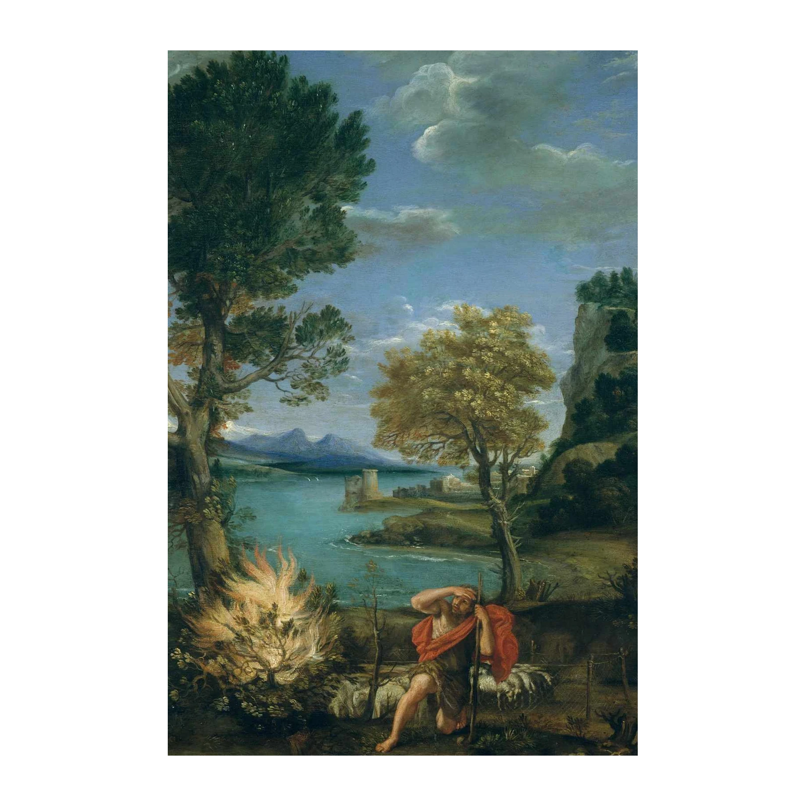 Serene Landscape with Shepherd Wall Art