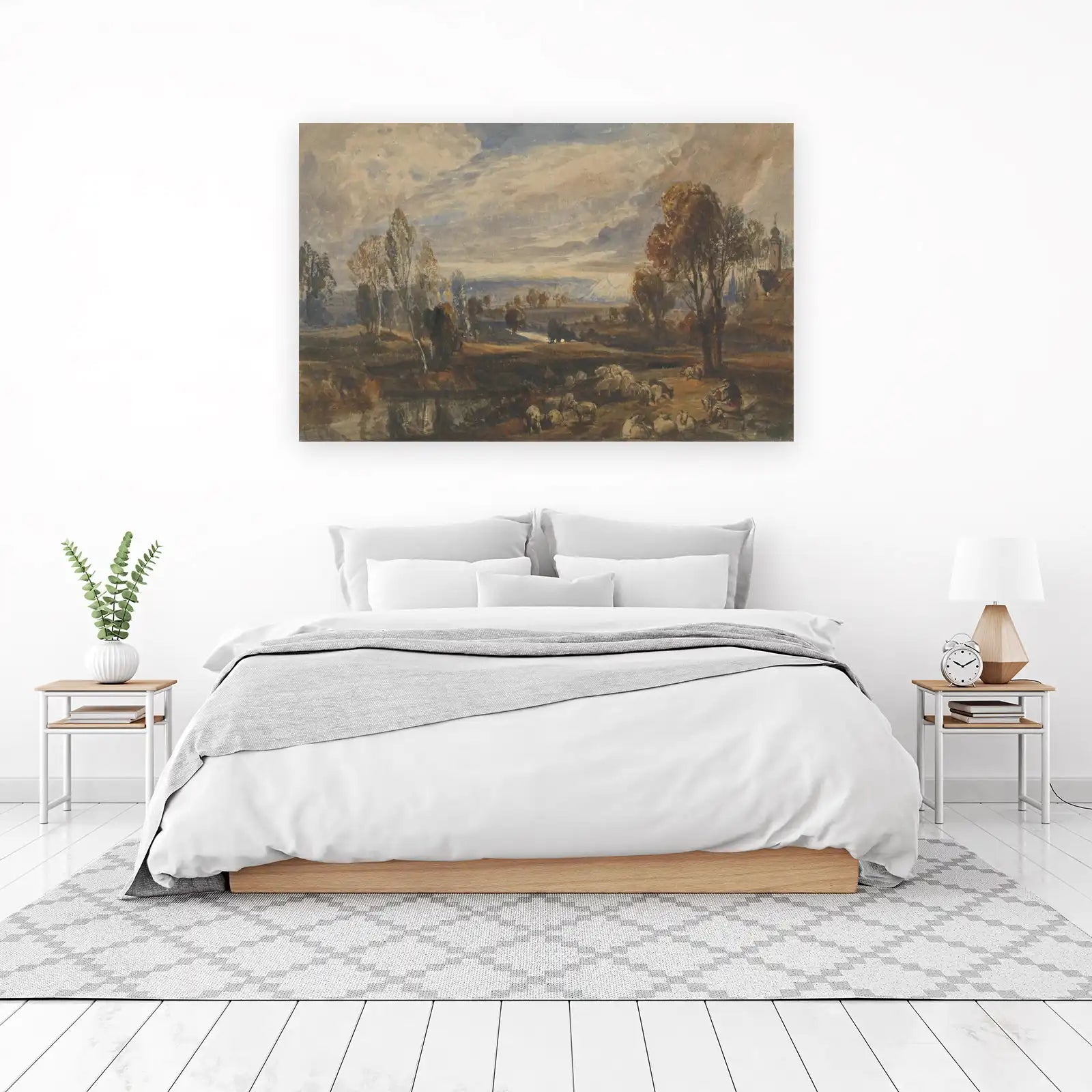 Pastoral Landscape Sheep Shepherd Wall Art