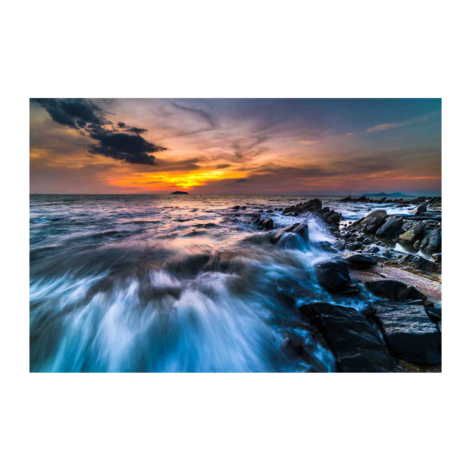 Ocean Sunset Rocky Shore Wall Art