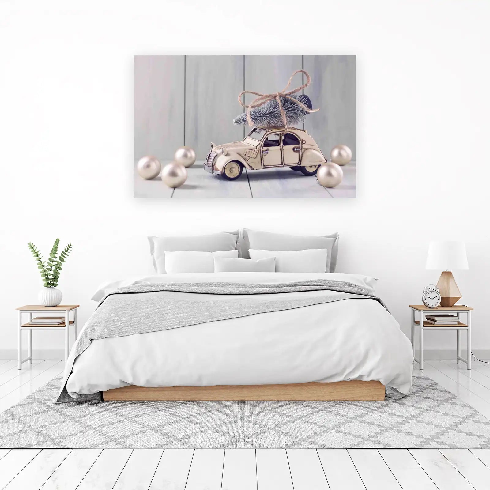 Vintage Christmas Car with Tree Wall Art