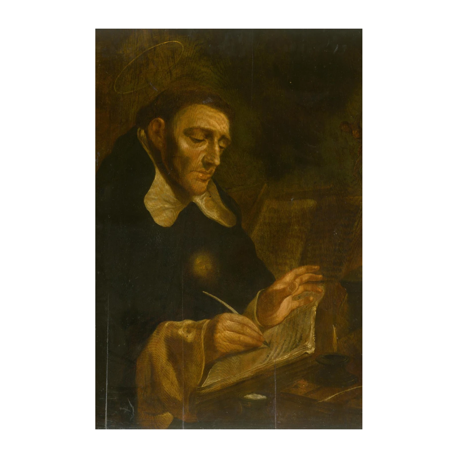 Saint Writing Illuminated Manuscript Wall Art