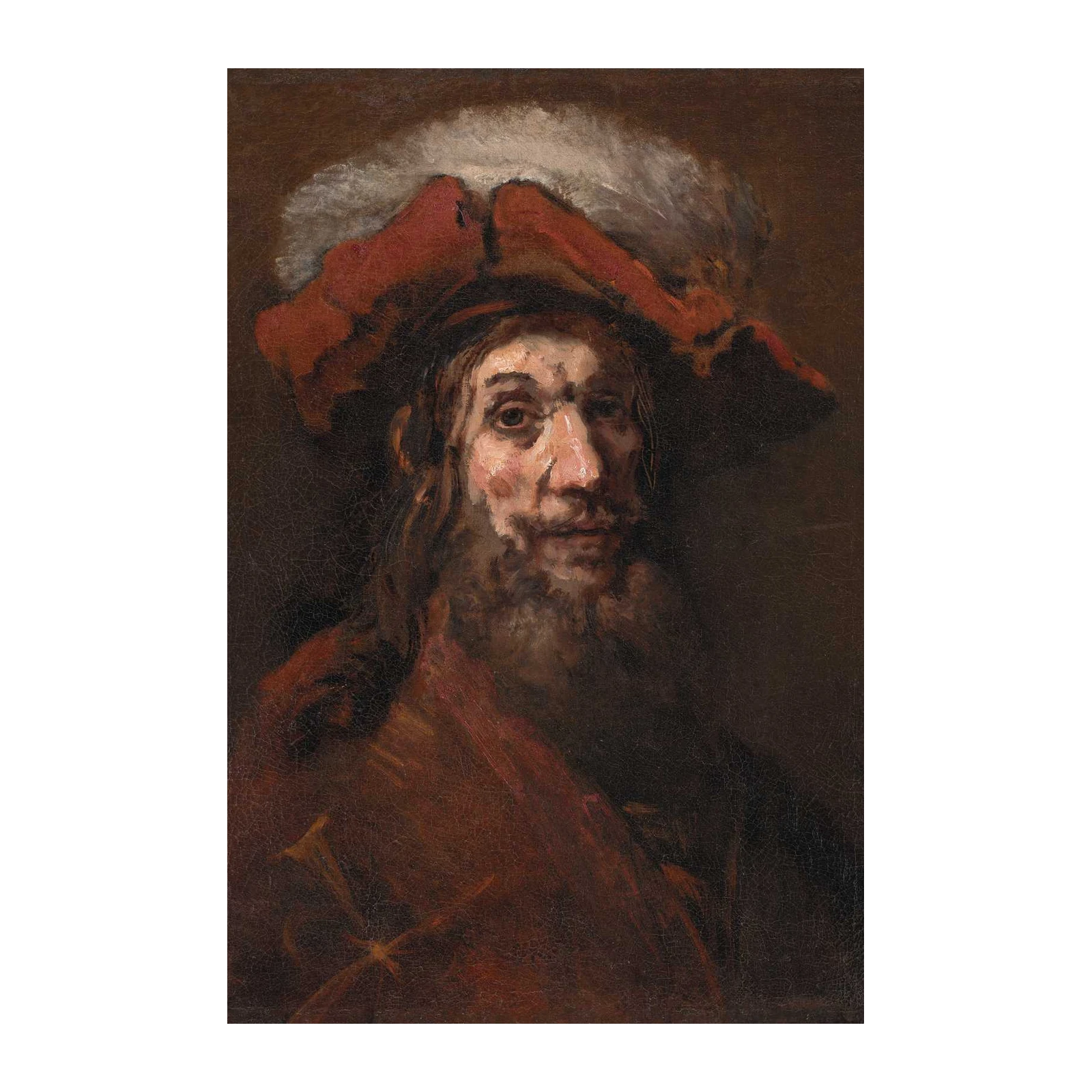 Old Man in Hat Oil Painting Wall Art