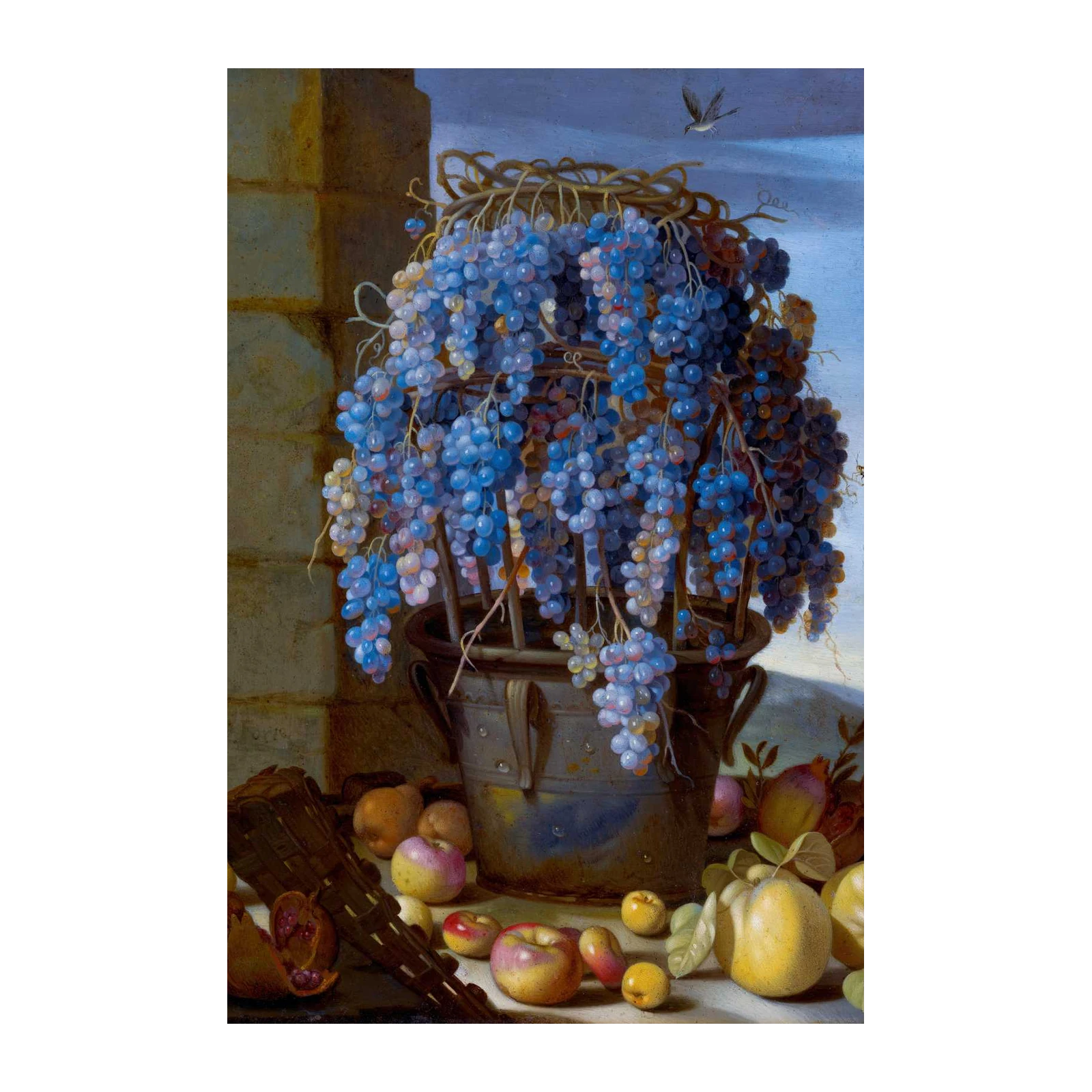 Vibrant Blue Grapes Still Life Wall Art