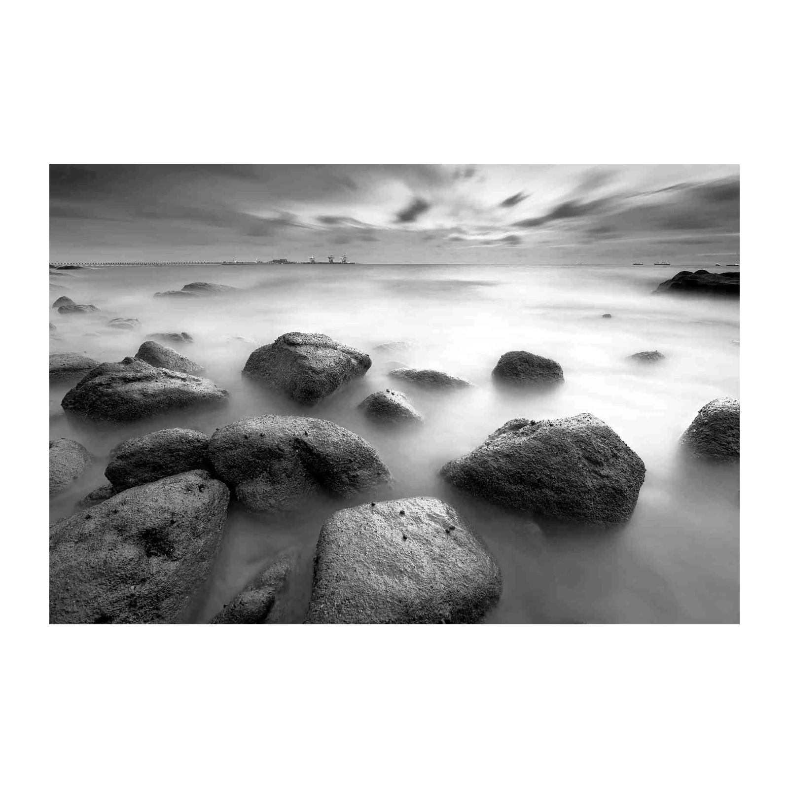 Serene Coastal Serenity B&W Wall Art