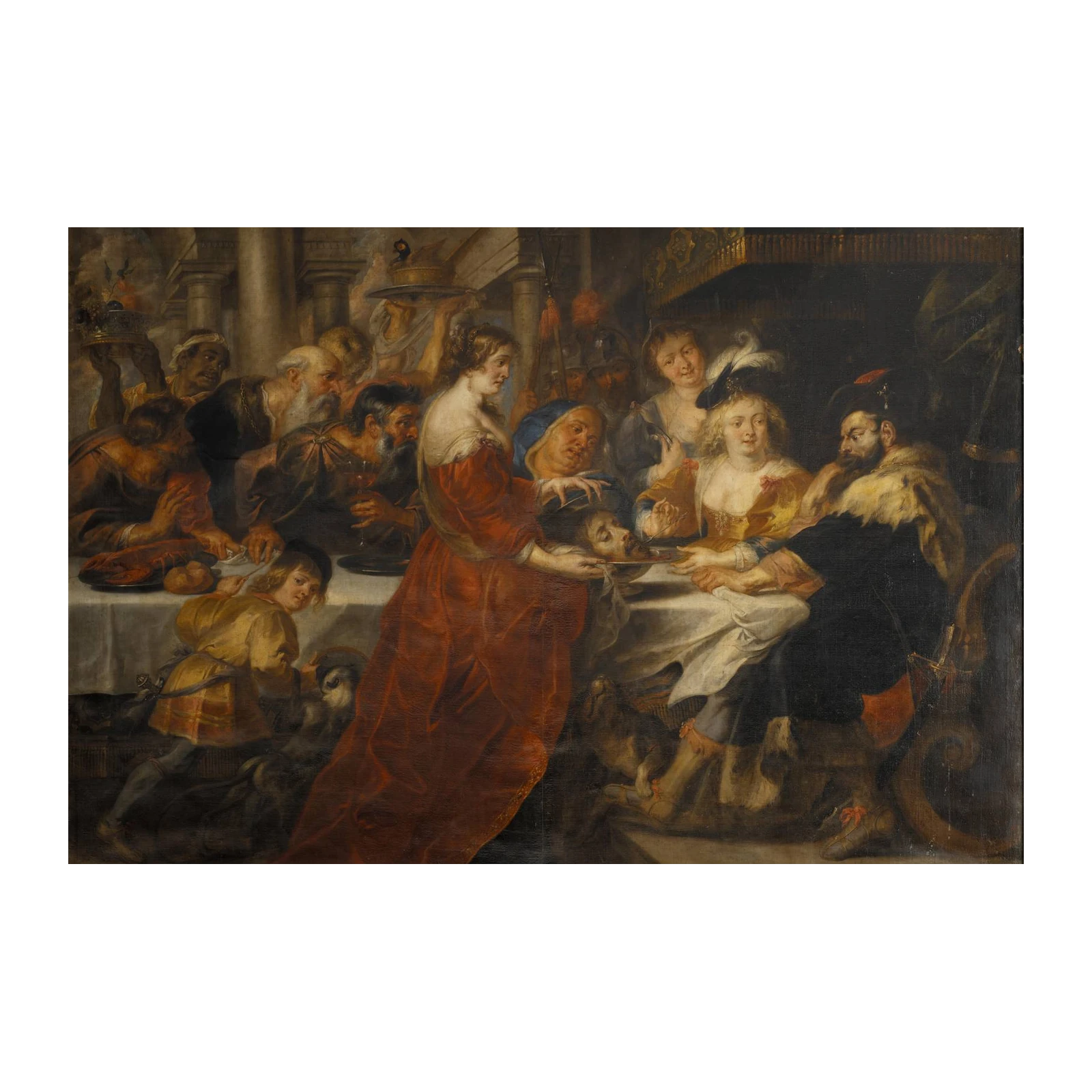 Dramatic Feast Scene Baroque Oil Painting Wall Art