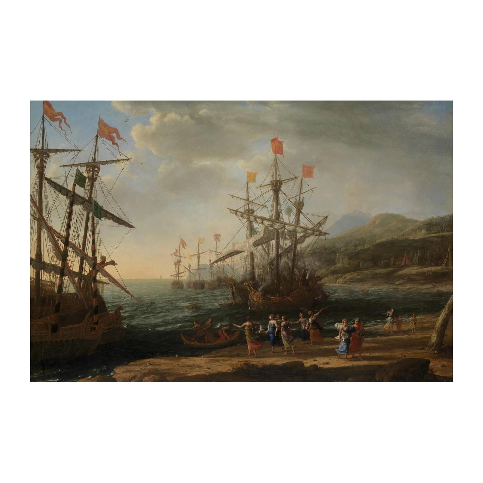 Grand Sailing Ships Coastal Scene Wall Art