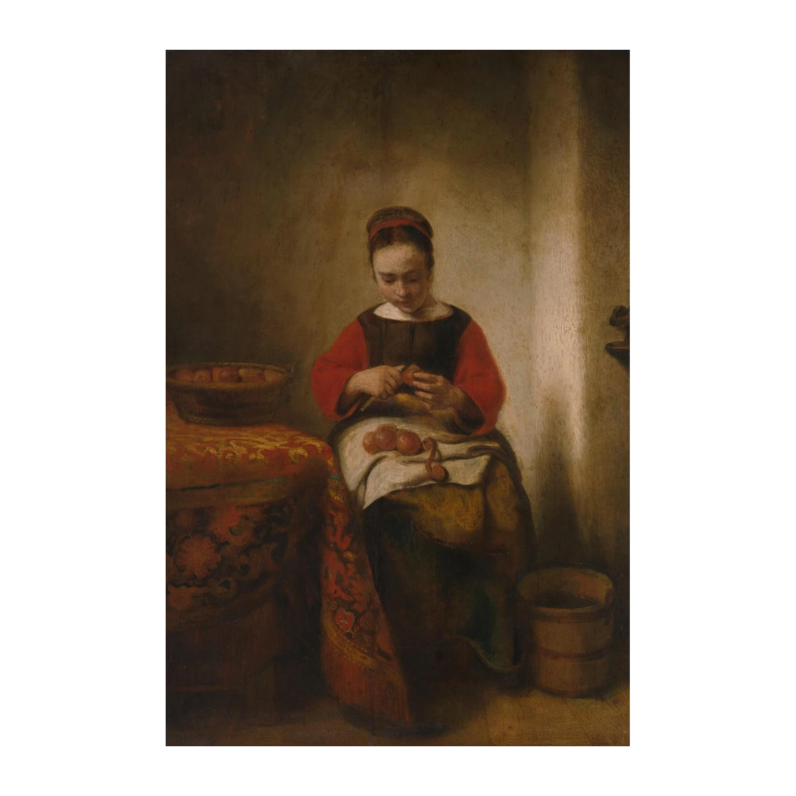 Girl Peeling Apples Wall Art