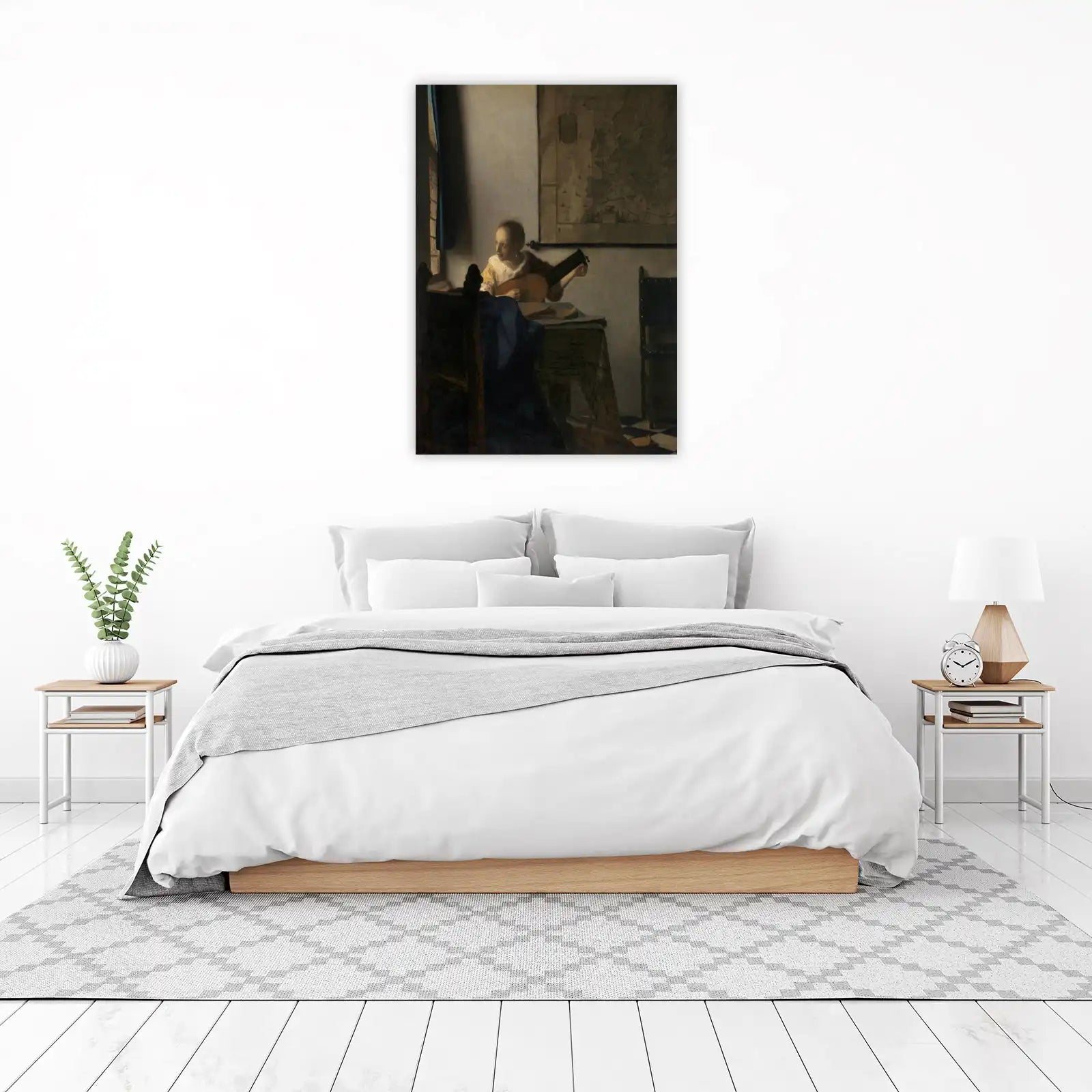 Woman Playing Lute Vermeer Wall Art - Vintage Art