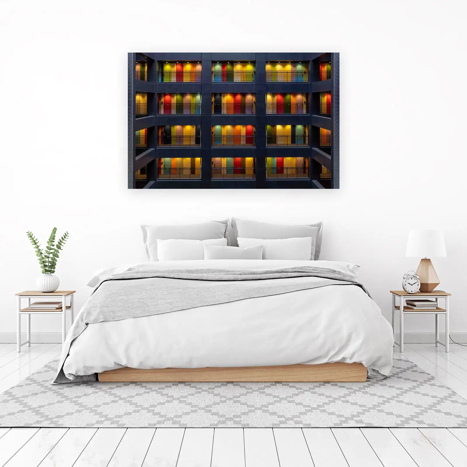 Vibrant Doors Abstract Building Wall Art