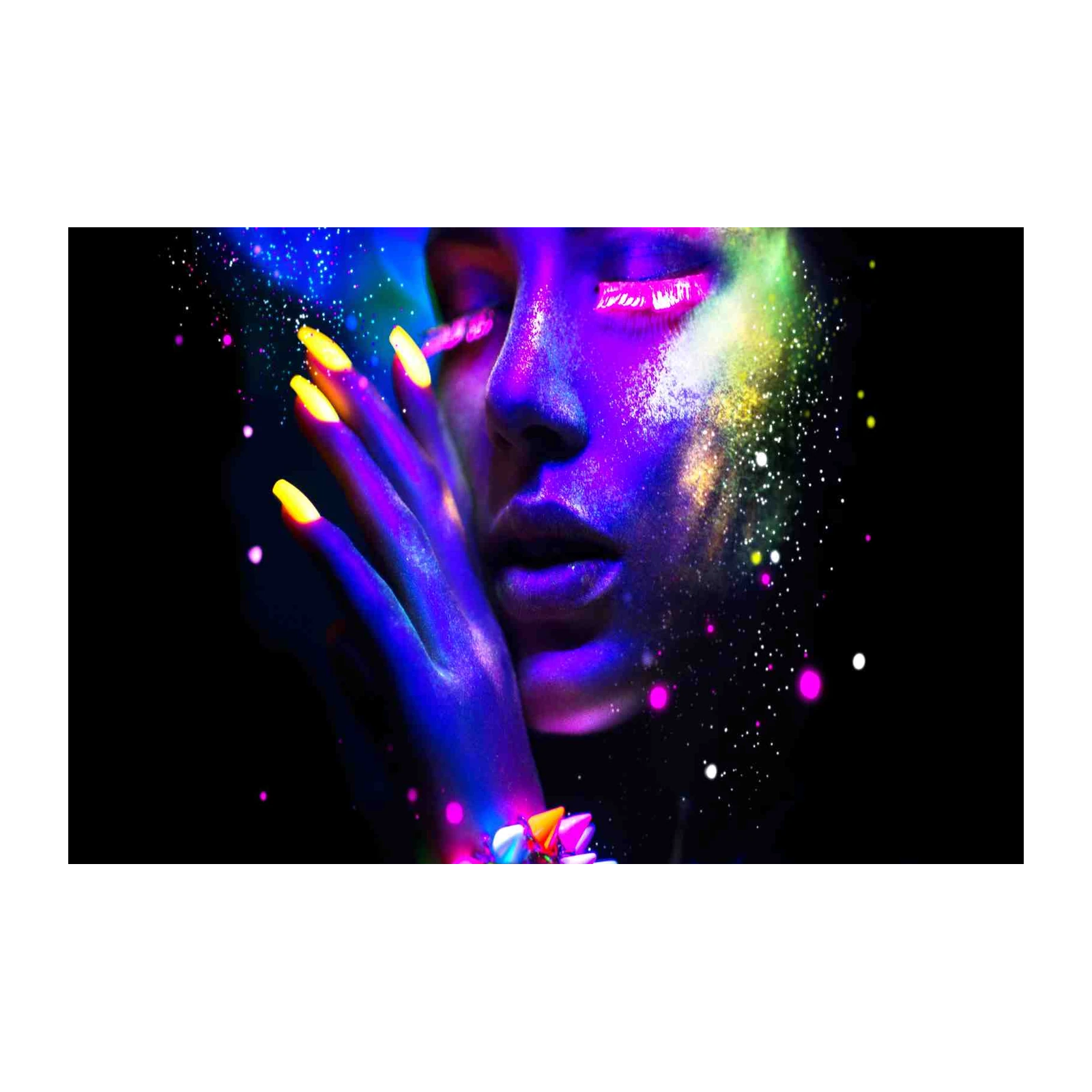 Neon Glow Face & Nails Wall Art