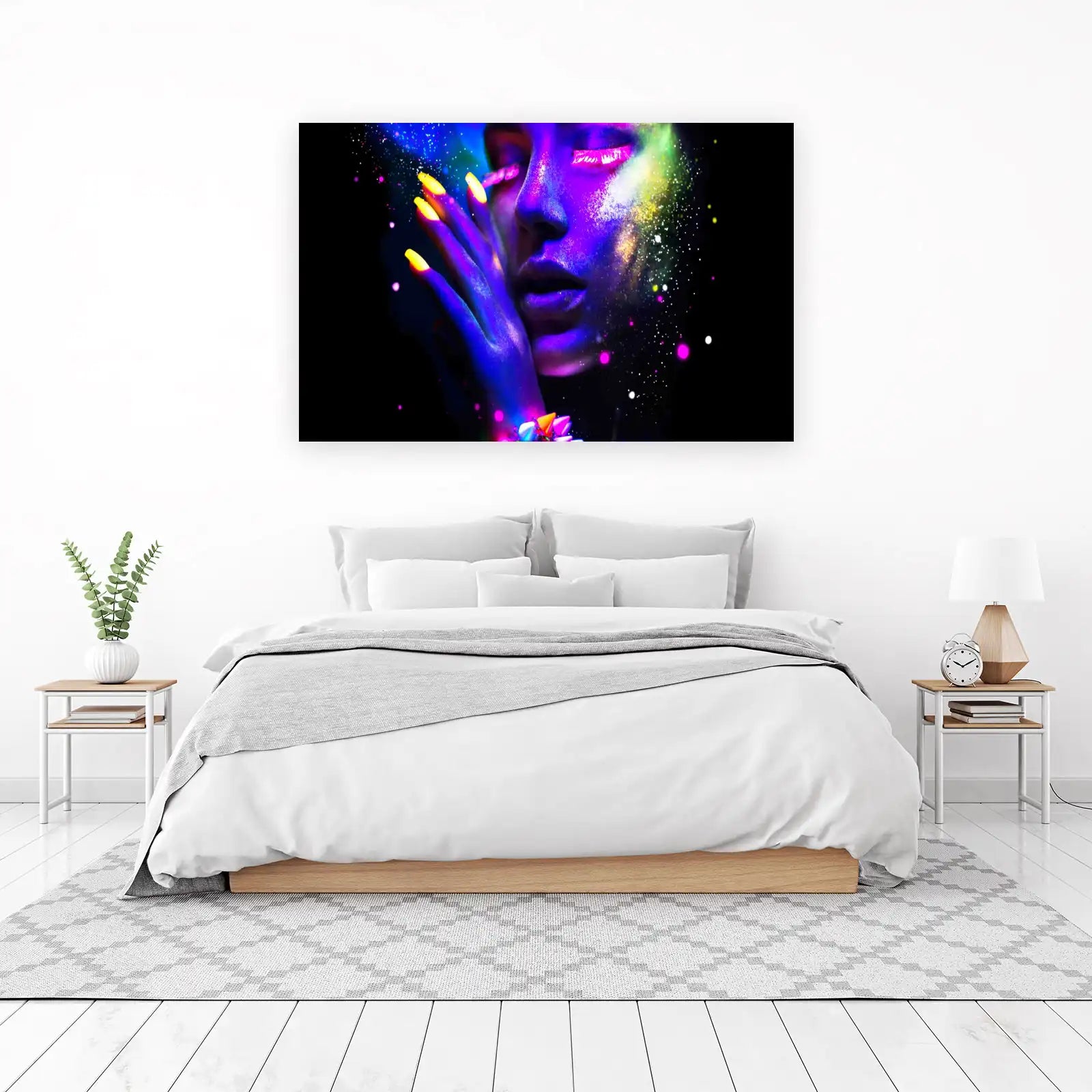 Neon Glow Face & Nails Wall Art