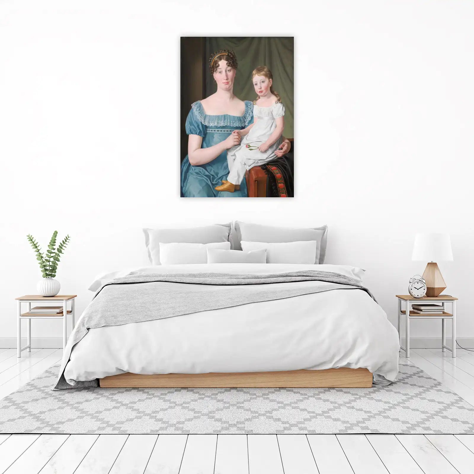 Elegant Mother & Child Portrait Oil Painting Wall Art