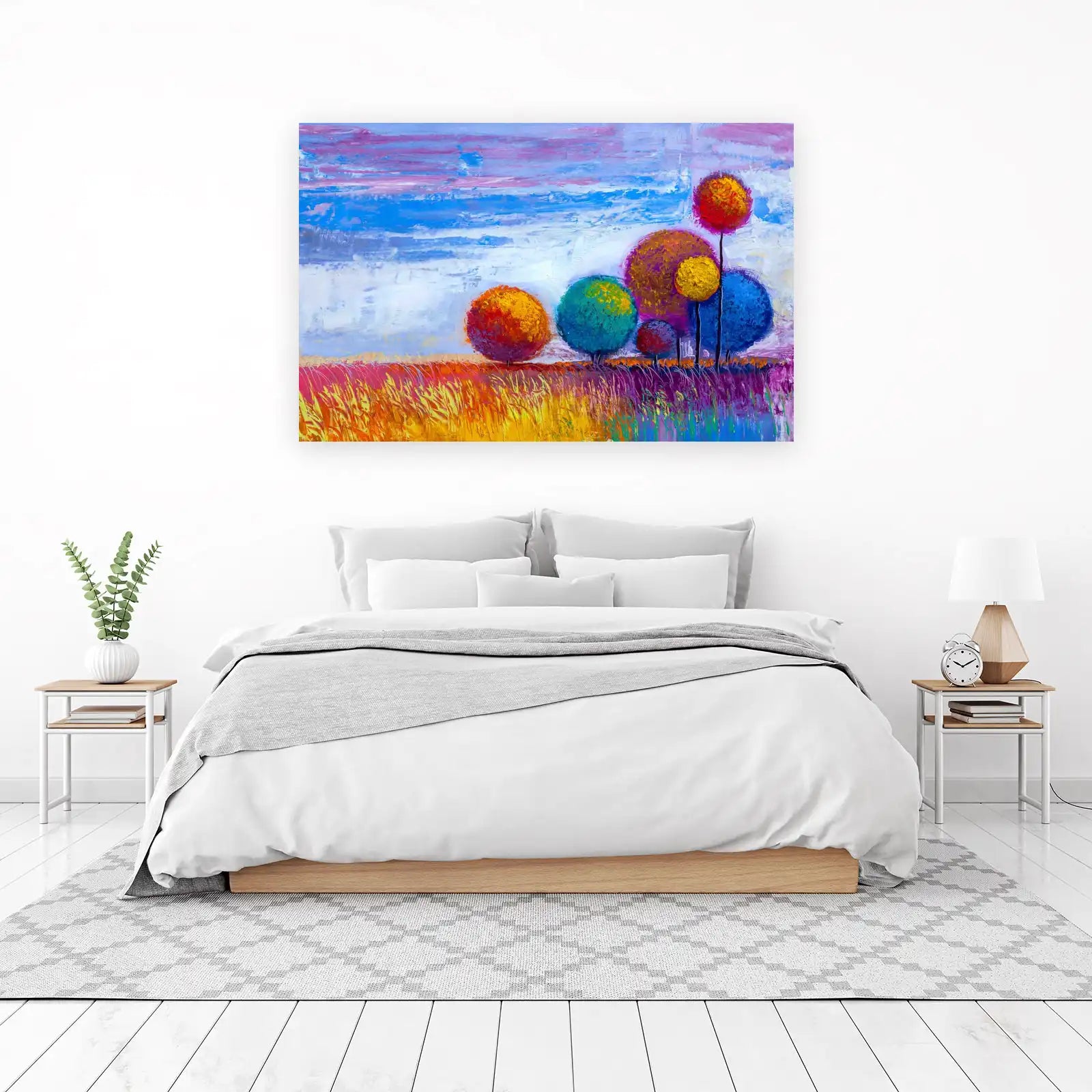 Vibrant Abstract Trees Landscape Wall Art