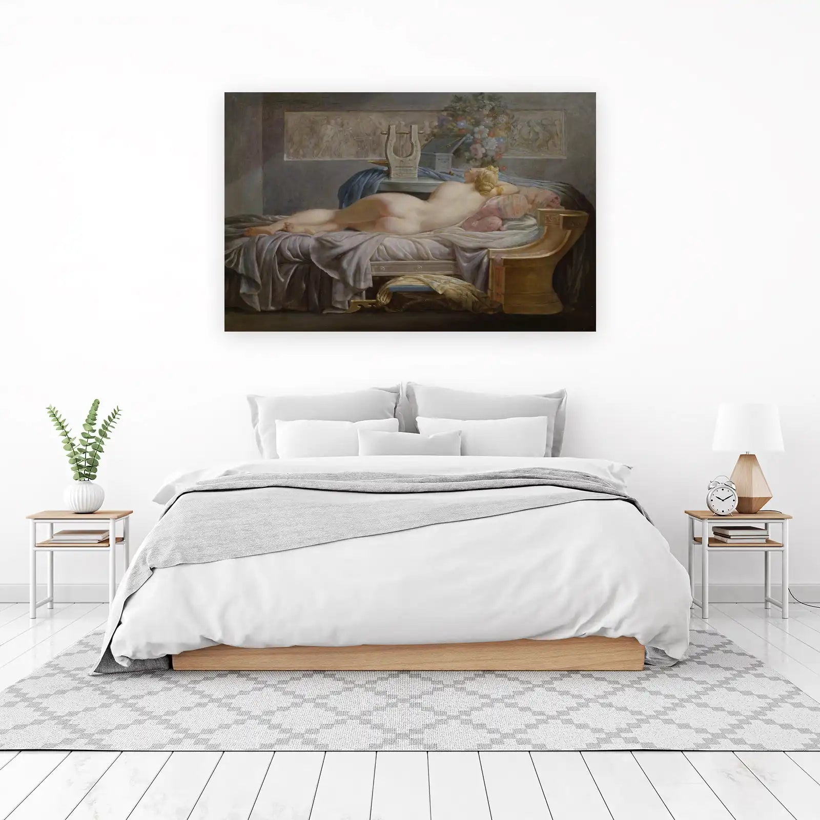 Elegant Reclining Nude Harp Art Wall Art