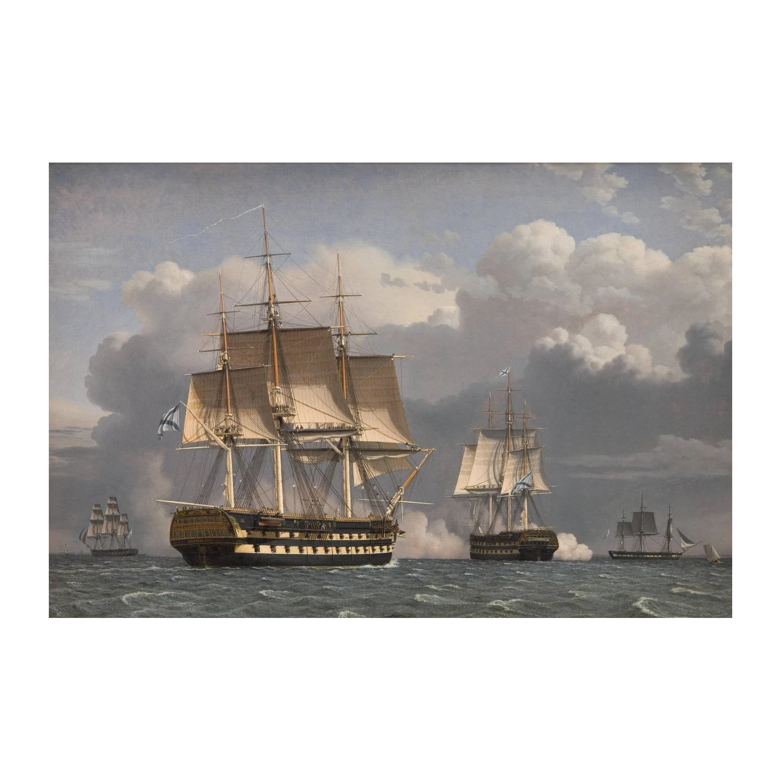 Majestic Tall Ship Sea Battle Wall Art