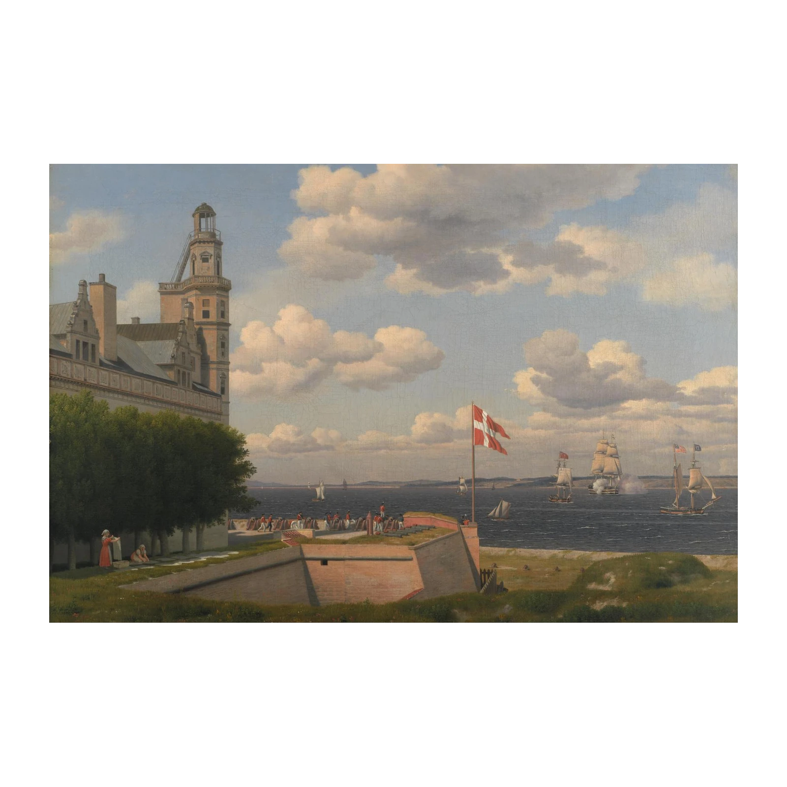 Majestic Harbor Scene Danish Flag Wall Art