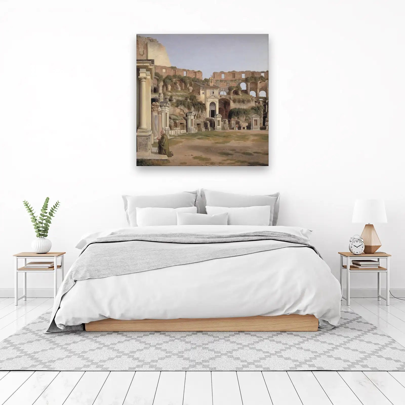 Roman Ruins Monk Praying Landscape Wall Art