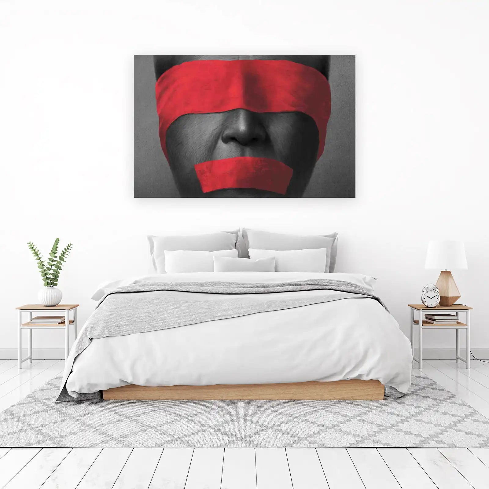Bold Red Silence Face Wall Art