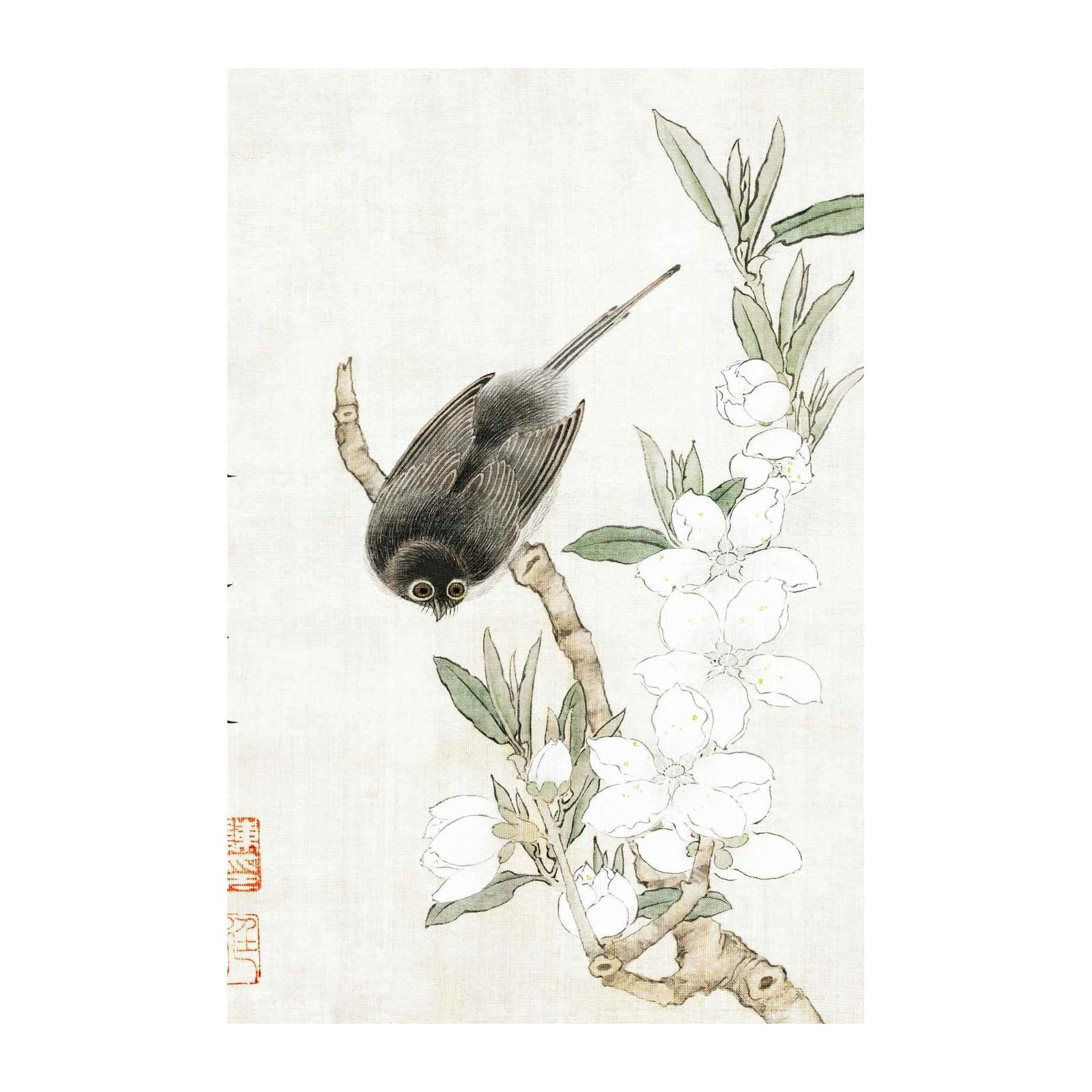 Elegant Bird & Blossom Japanese Art Wall Art