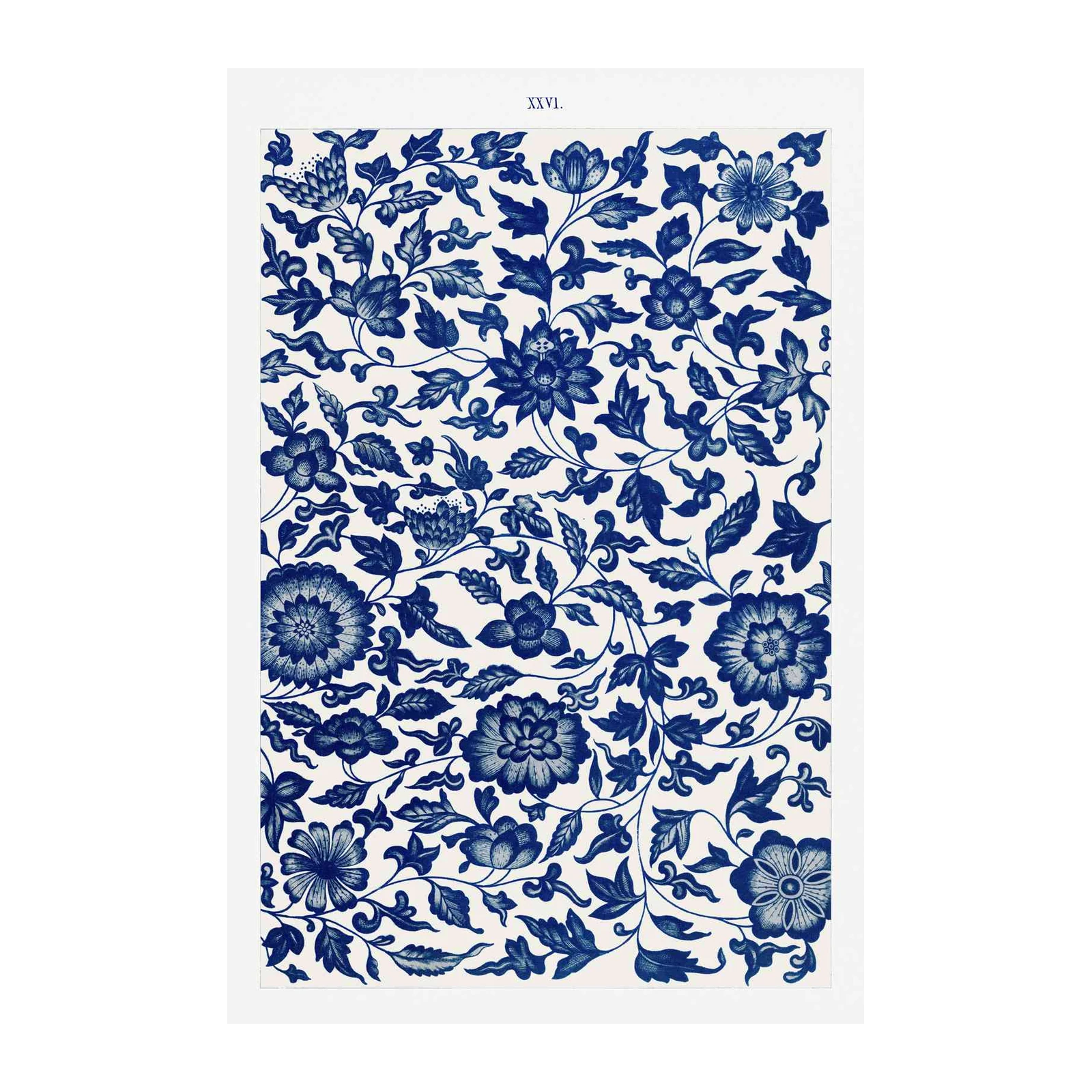 Elegant Blue Floral Oriental Chinoiserie Wall Art