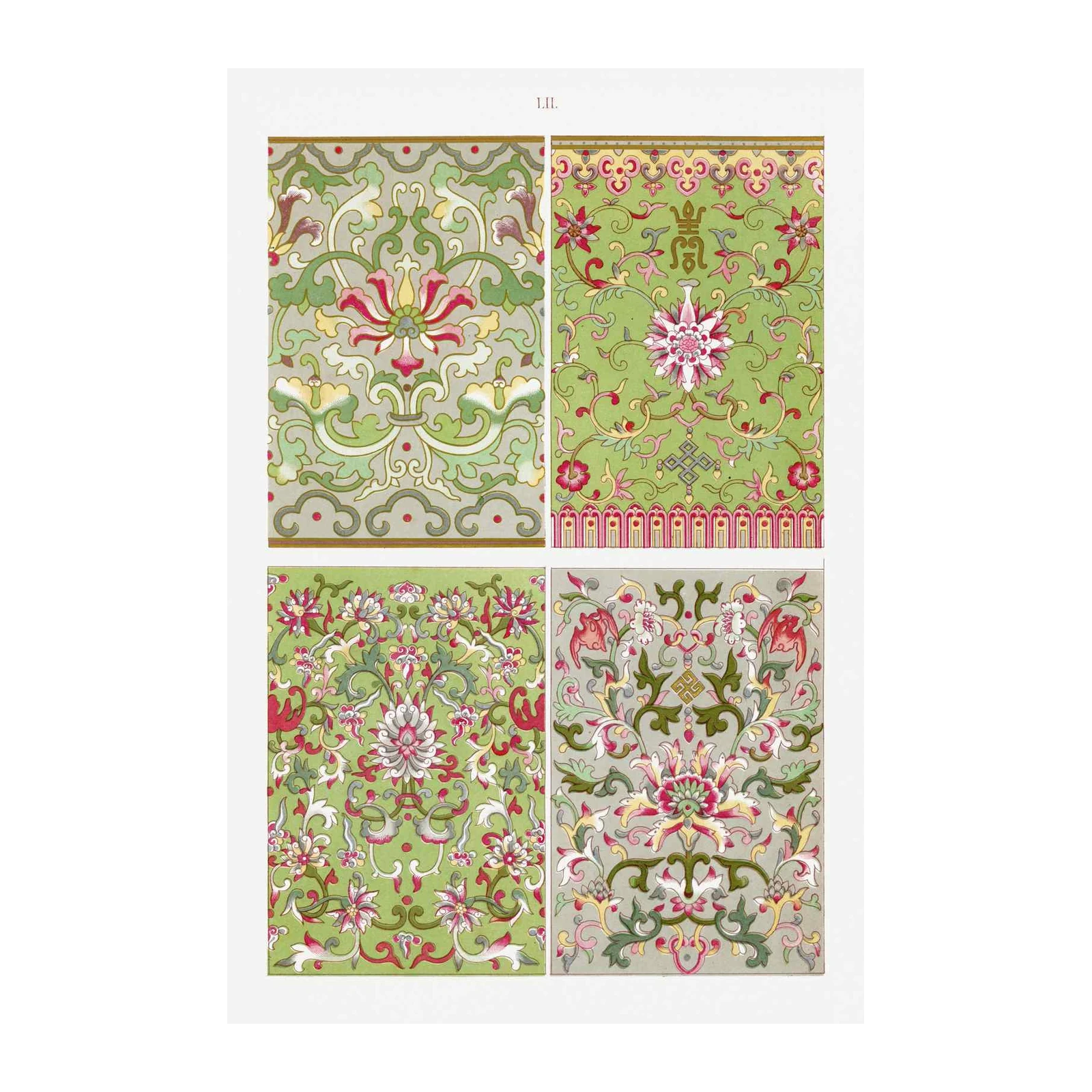 Vintage Floral Chinese Motifs Wall Art