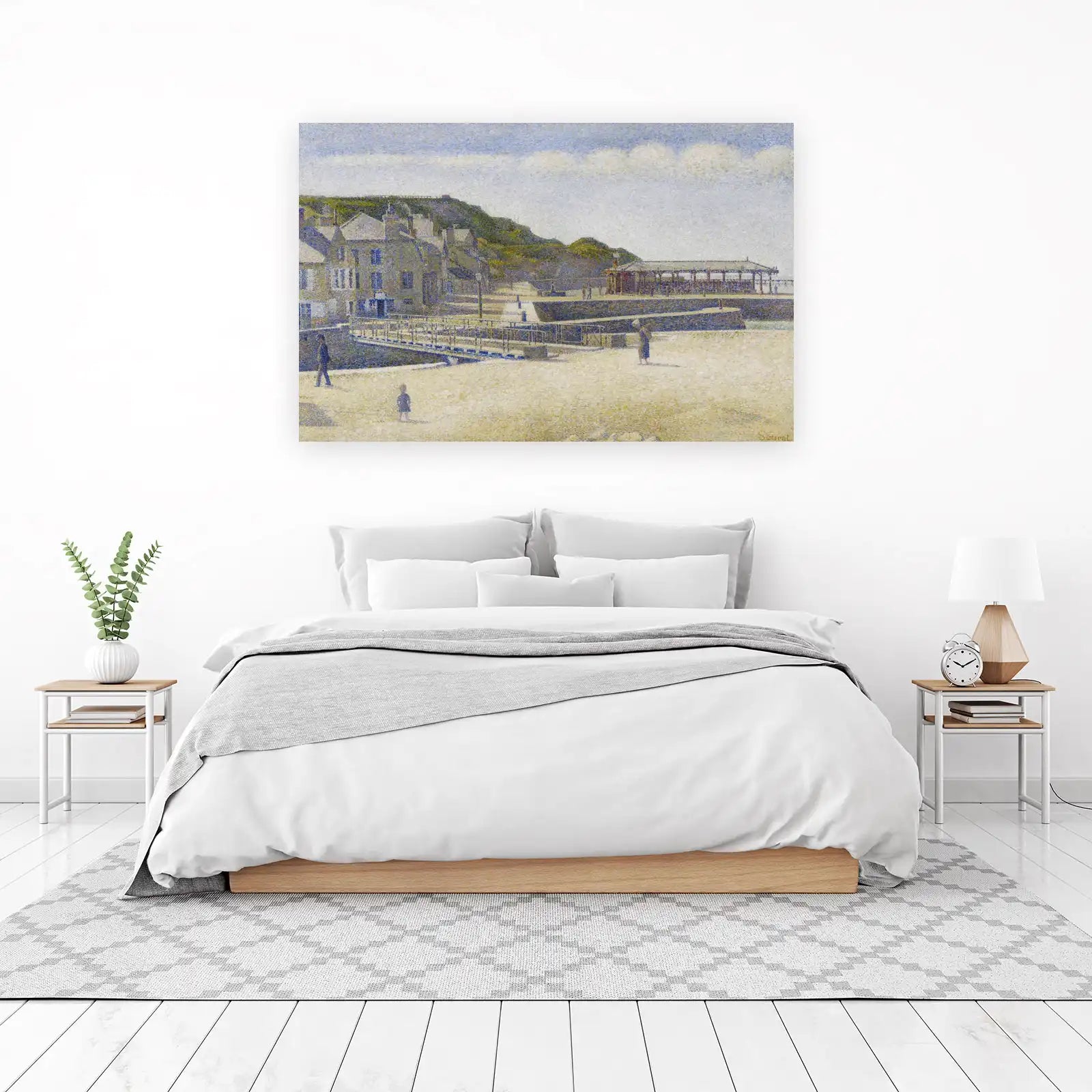 Coastal Village Pointillism Art Wall Art