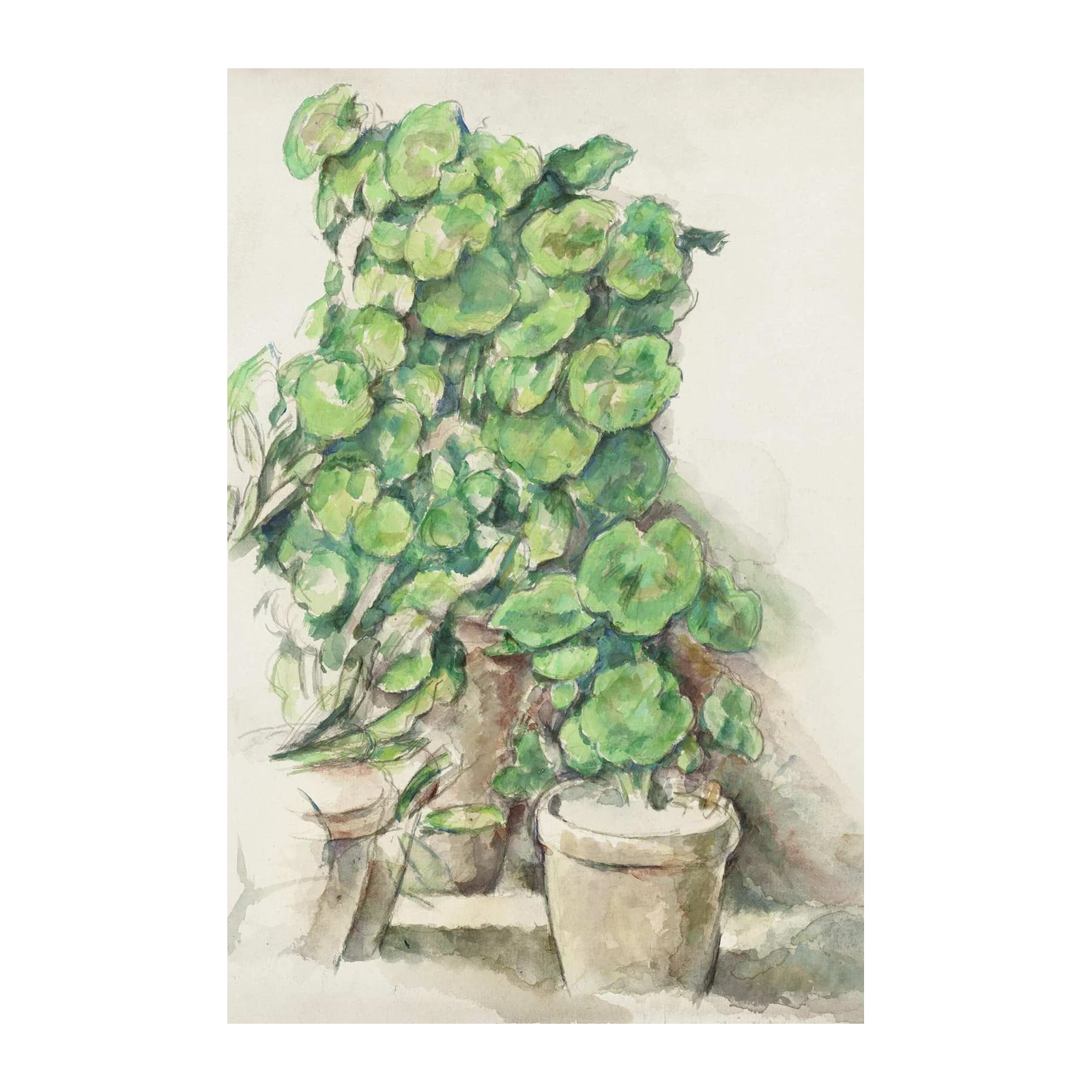 Lush Green Potted Plant Watercolor Wall Art