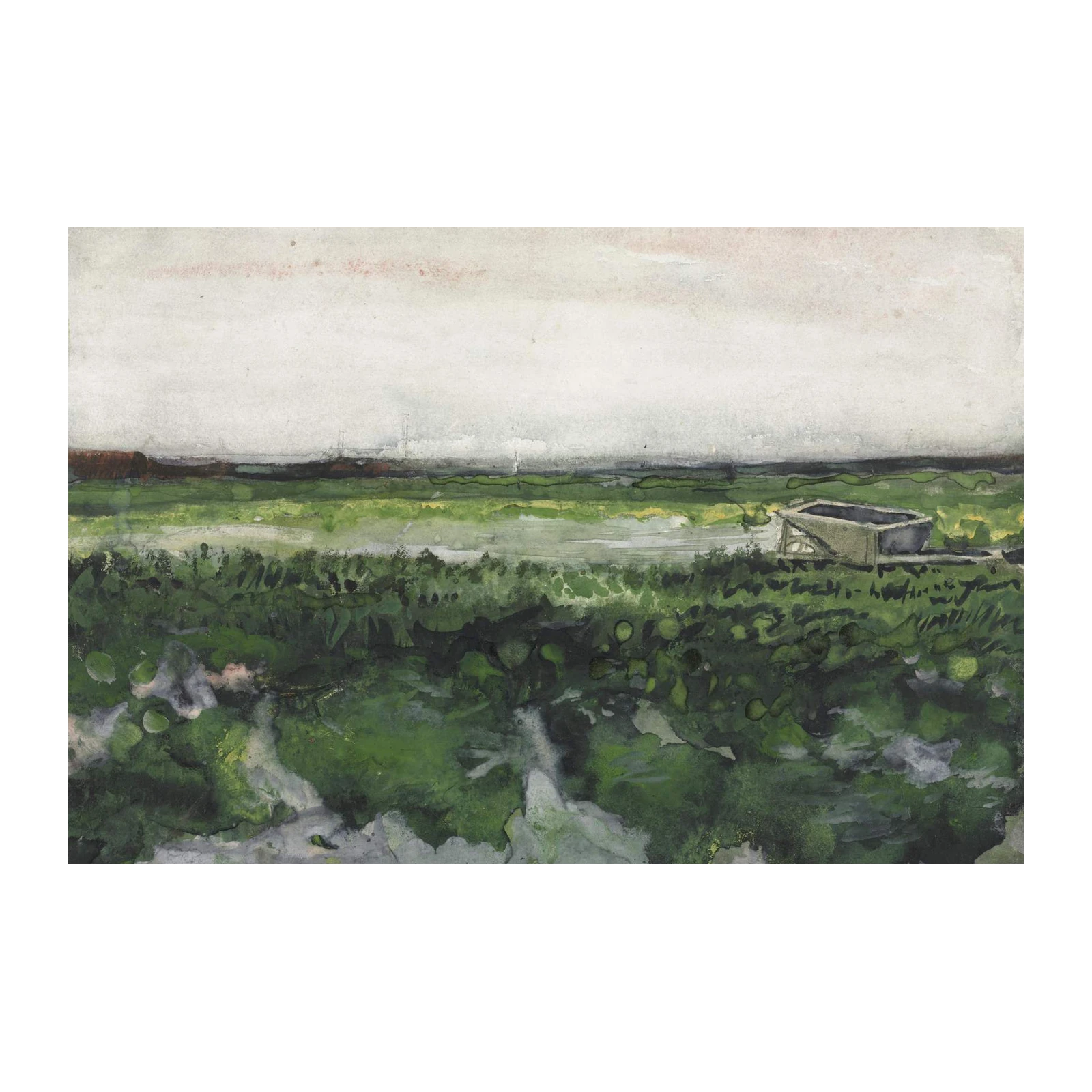 Serene Green Landscape Watercolor Wall Art