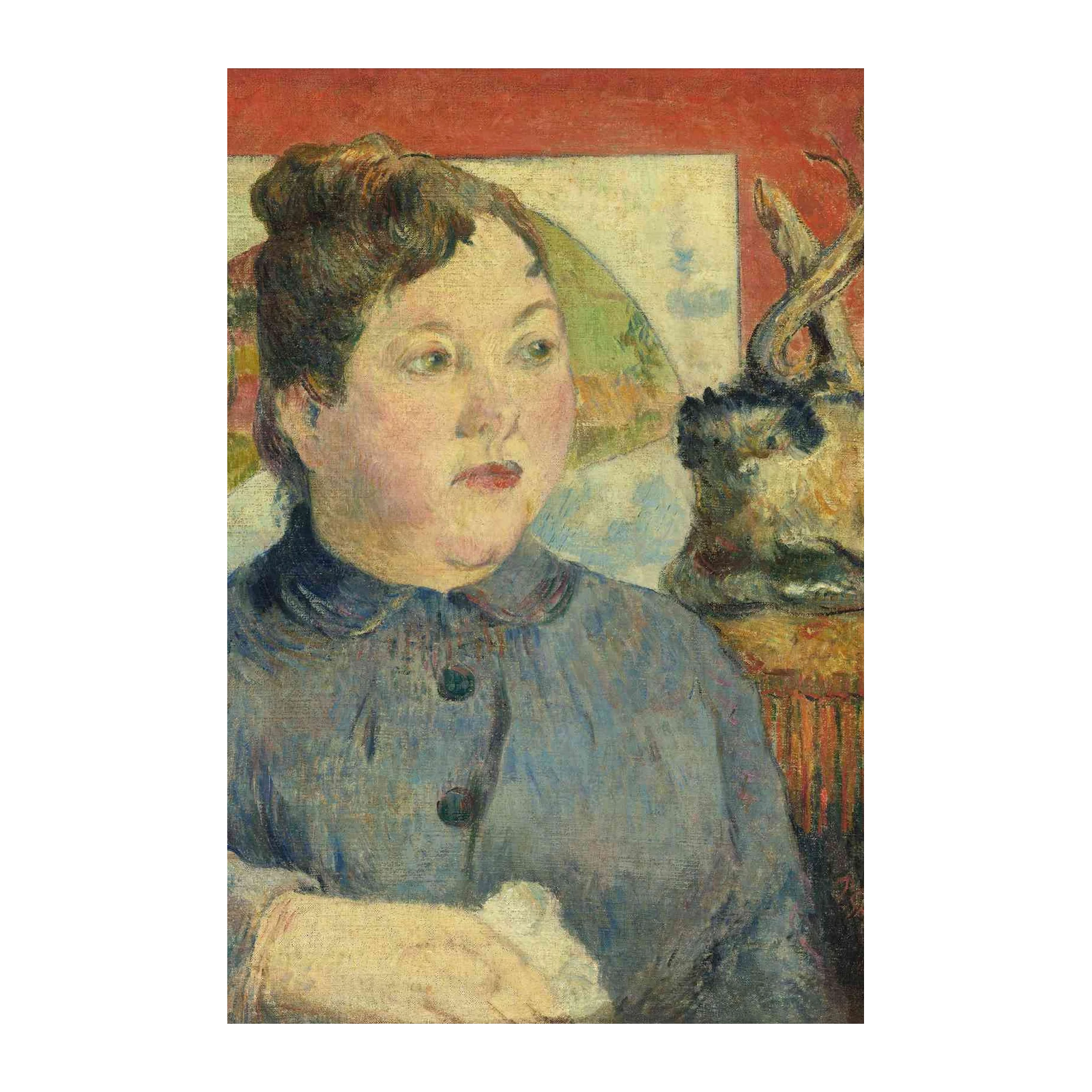Impressionist Portrait Woman Blue Dress Wall Art