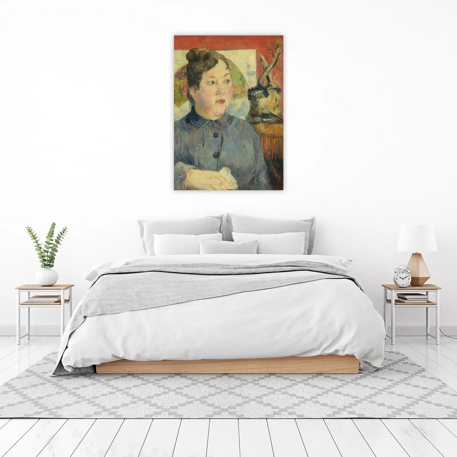 Impressionist Portrait Woman Blue Dress Wall Art